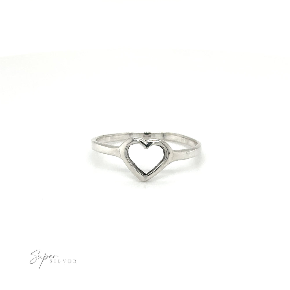 A Delicate Heart Outline Ring on a white background.