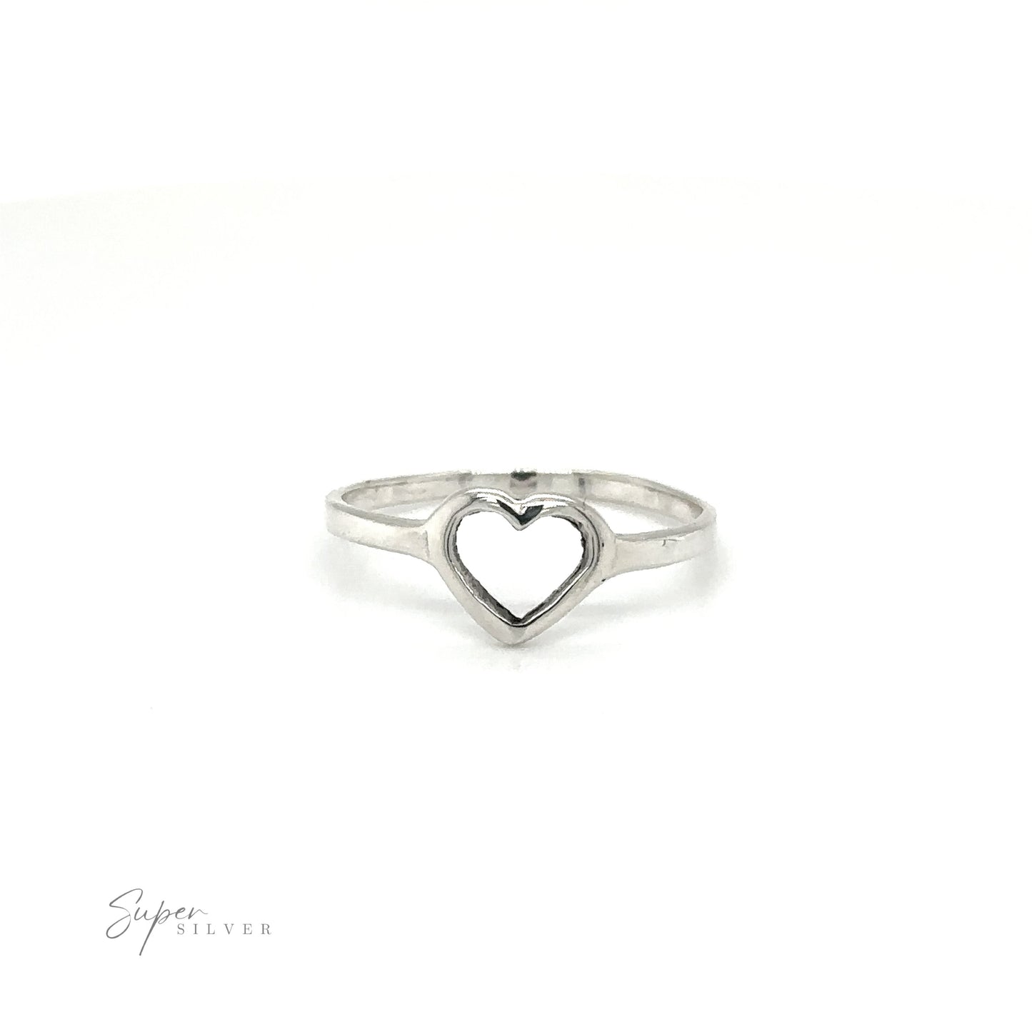 A Delicate Heart Outline Ring on a white background.