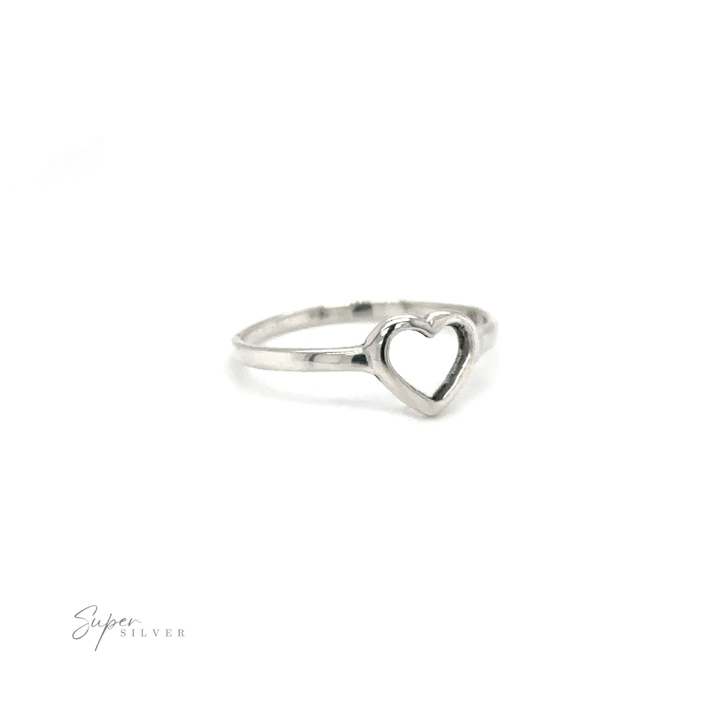 A Delicate Heart Outline Ring on a white background, symbolizing love.