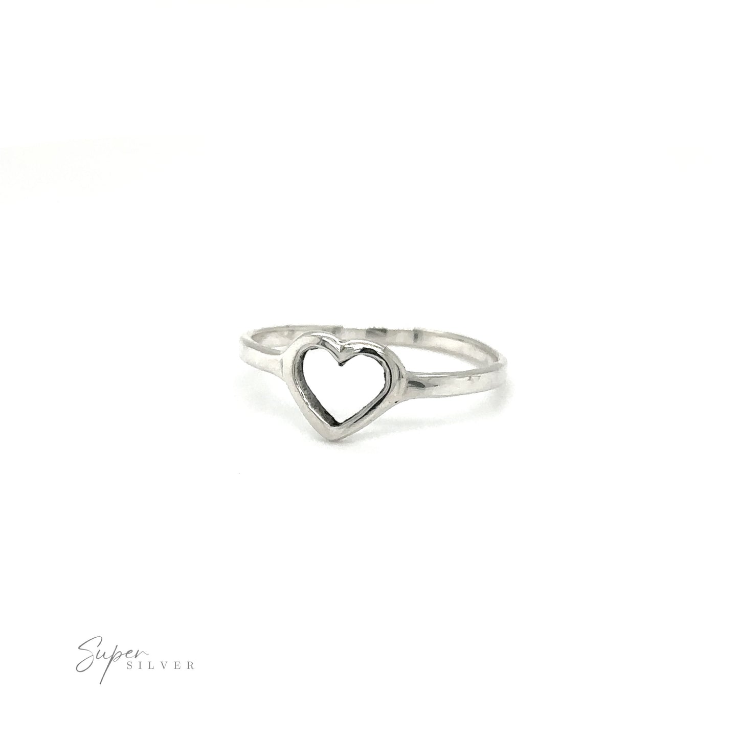 
                  
                    A delicate Heart Outline Ring on a white background.
                  
                