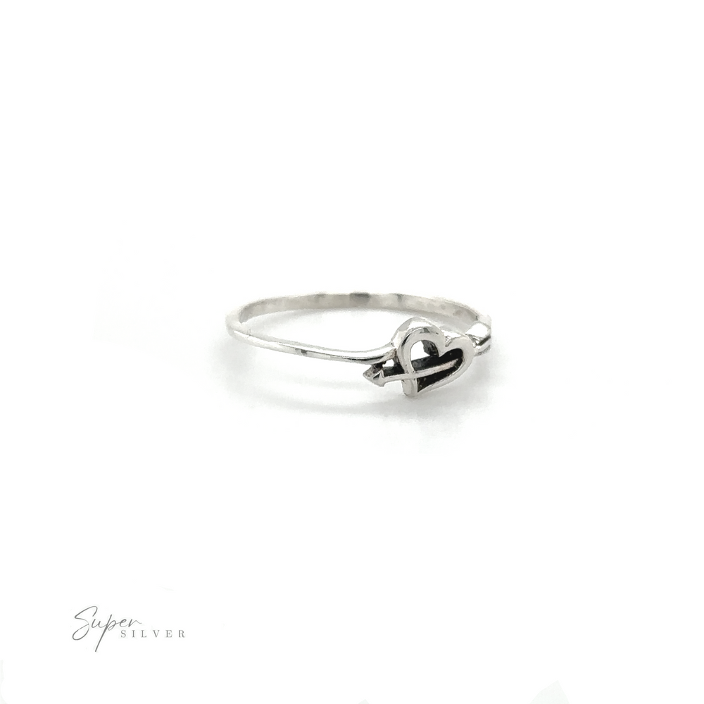 
                  
                    A silver Cupid's Arrow Heart Ring featuring a black and white heart symbolizing love.
                  
                