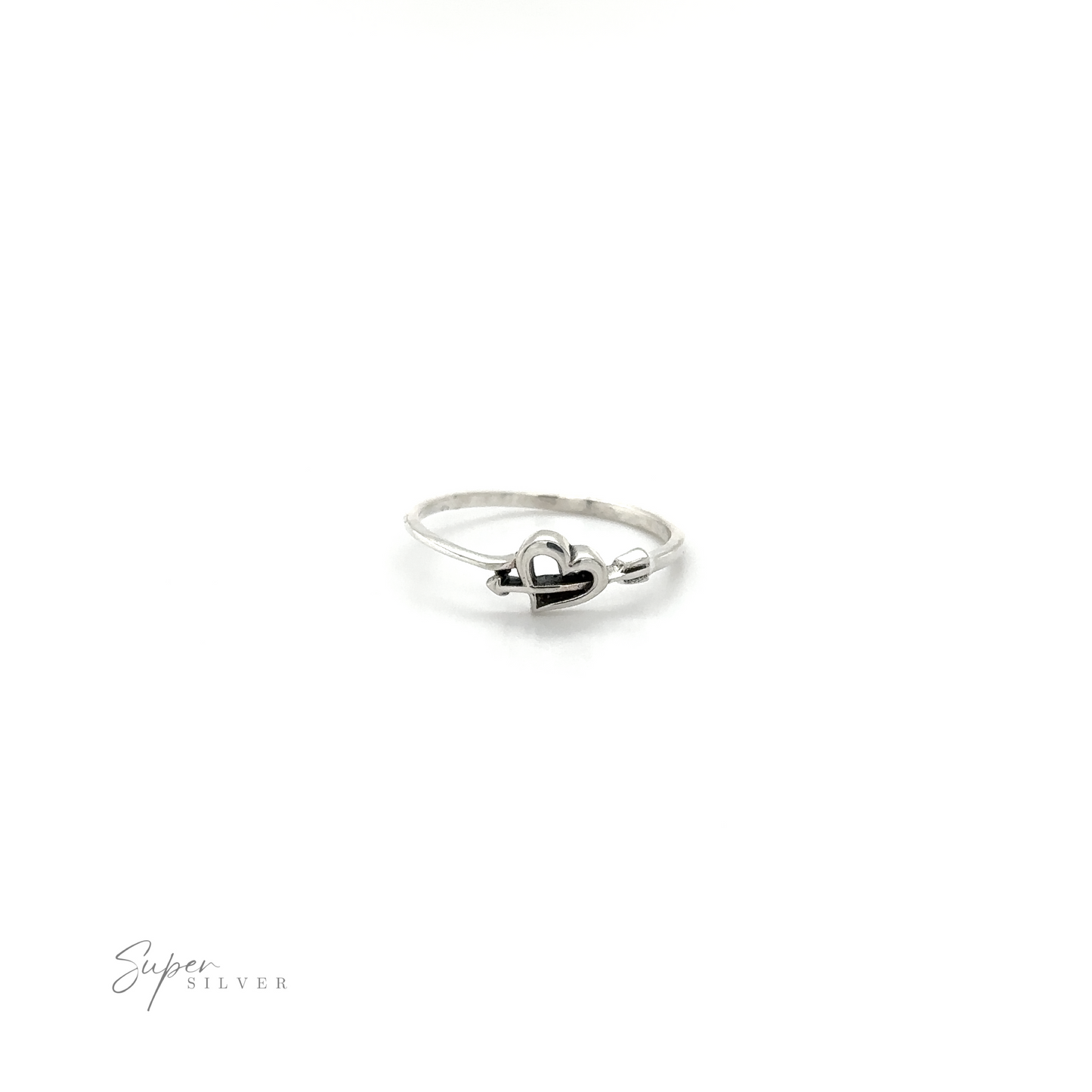 
                  
                    A silver Cupid's Arrow Heart ring symbolizing love and affection.
                  
                