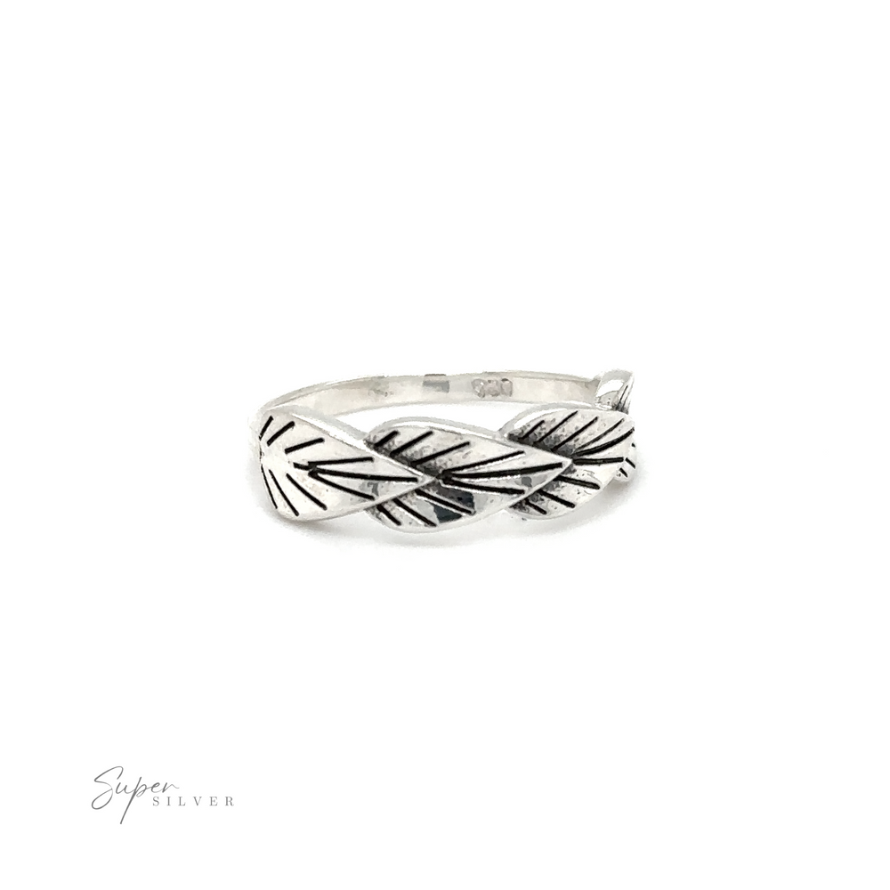 A stunning Super Silver Leaves Ring perfect for nature enthusiasts. Made of .925 sterling silver, this exquisite piece features intricately designed leaves.