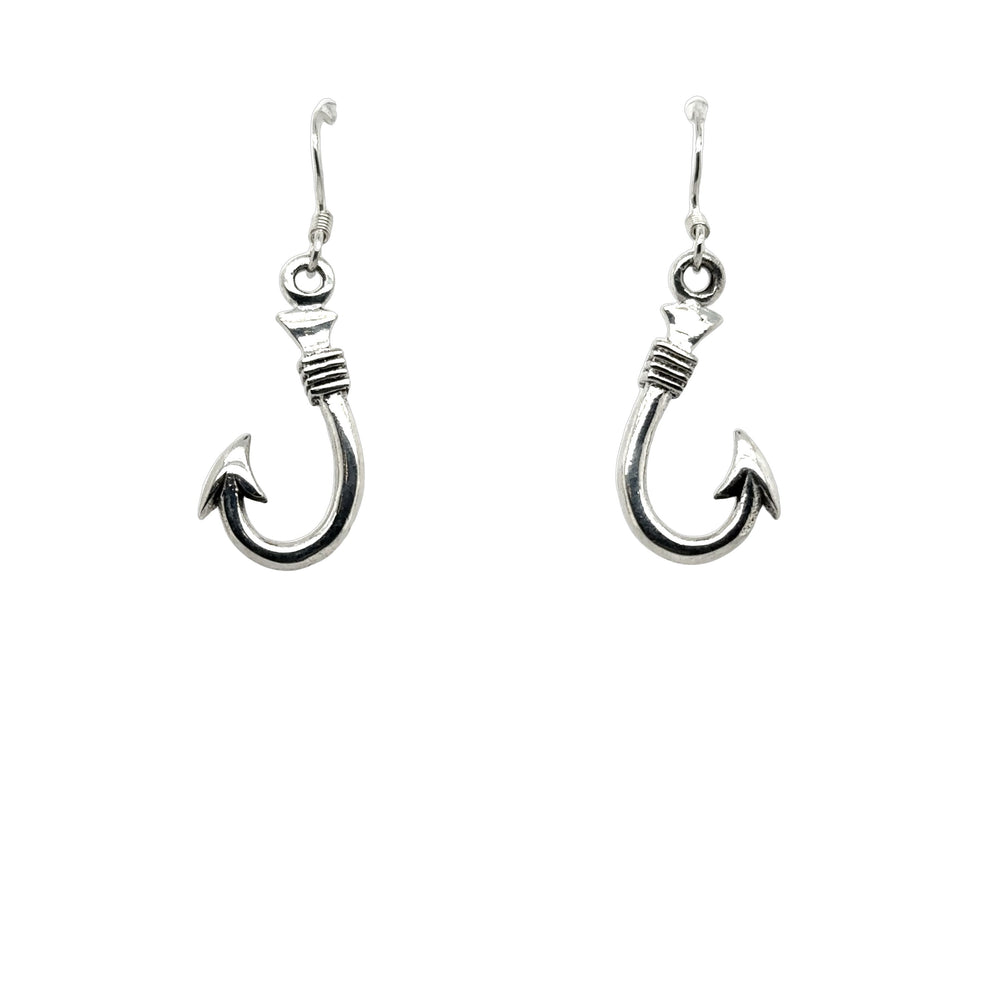 
                  
                    A pair of Super Silver .925 silver Fishhook Earrings on a white background.
                  
                