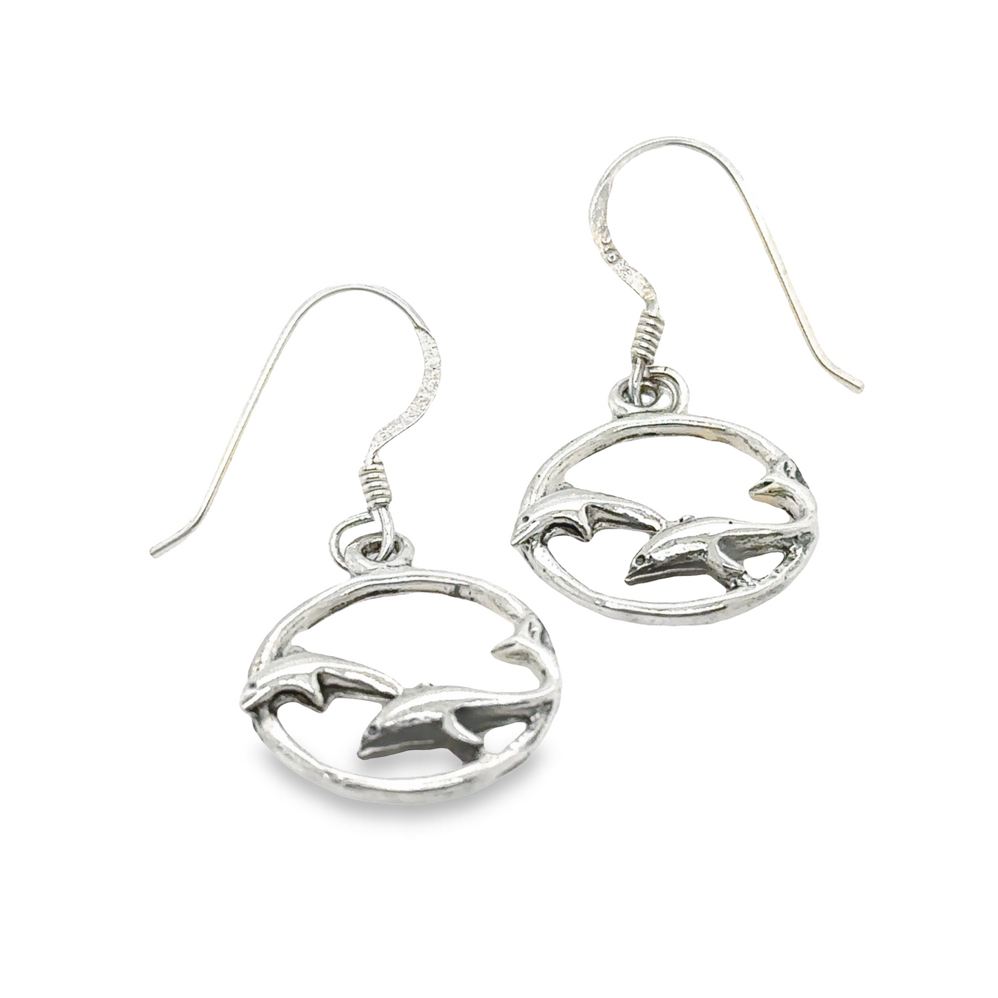 Dolphin Design Silver Oxidised Bollywood Style Earrings