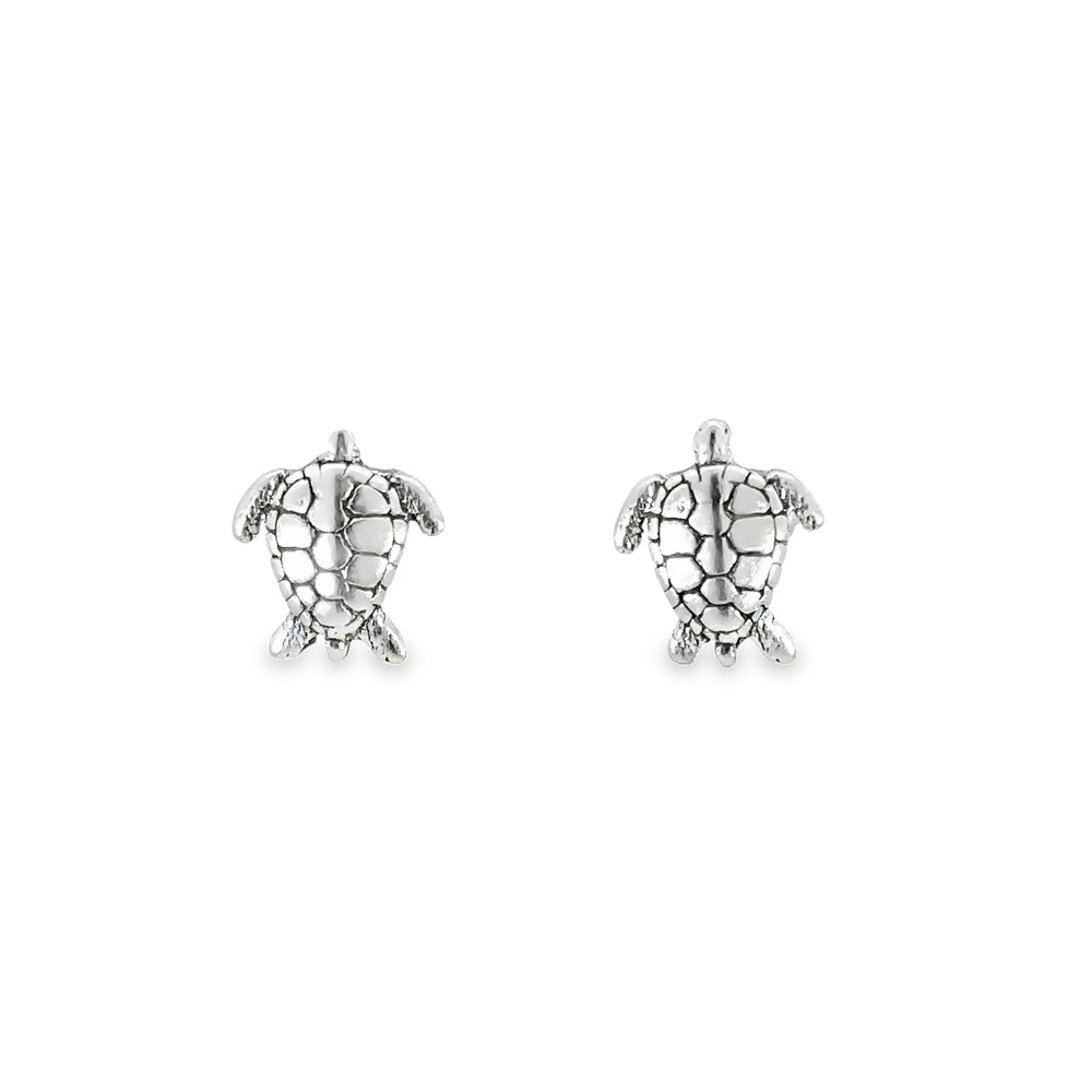 A pair of oceanic themed sterling silver Sea Turtle Studs.