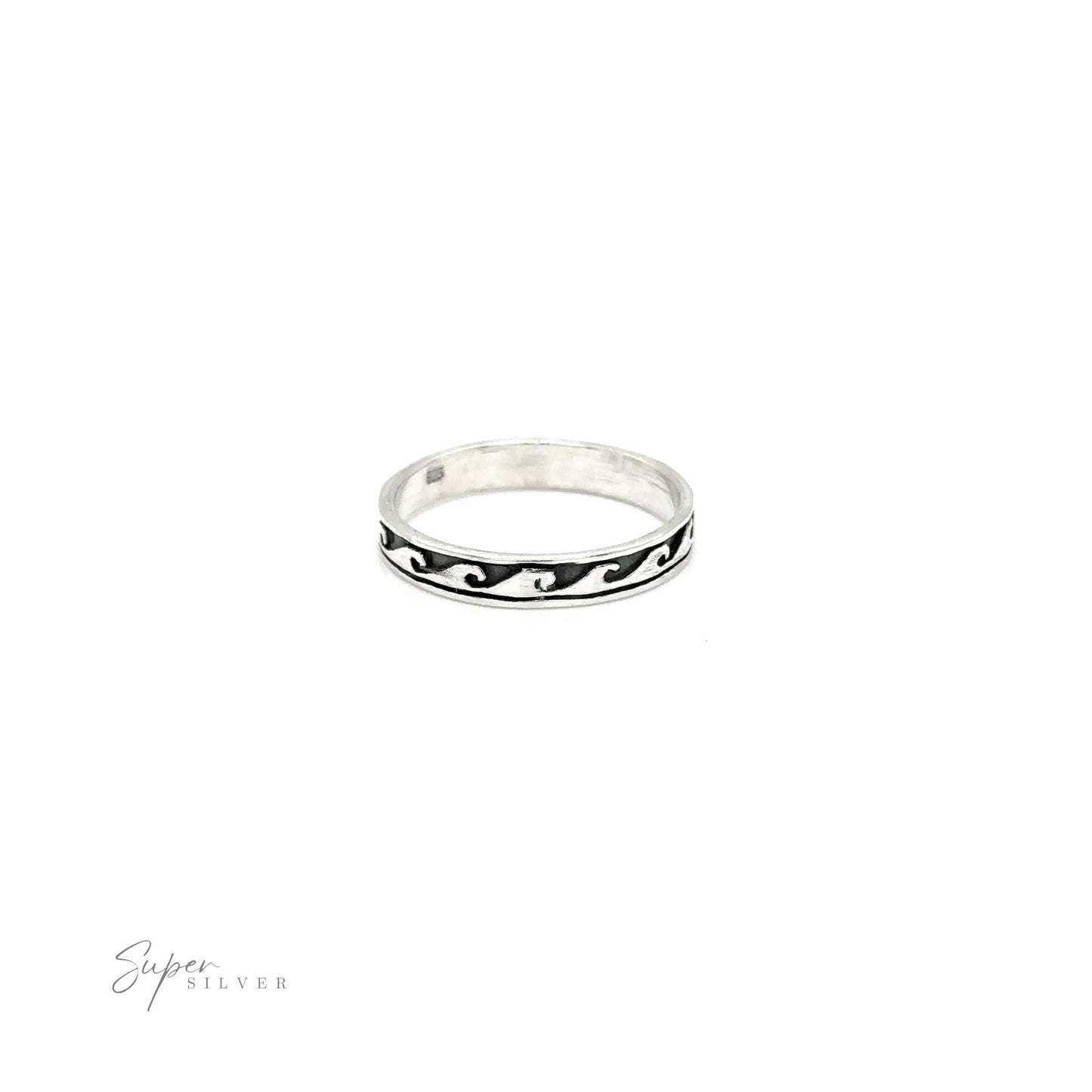 
                  
                    A silver 3mm Wave Band with wave designs.
                  
                