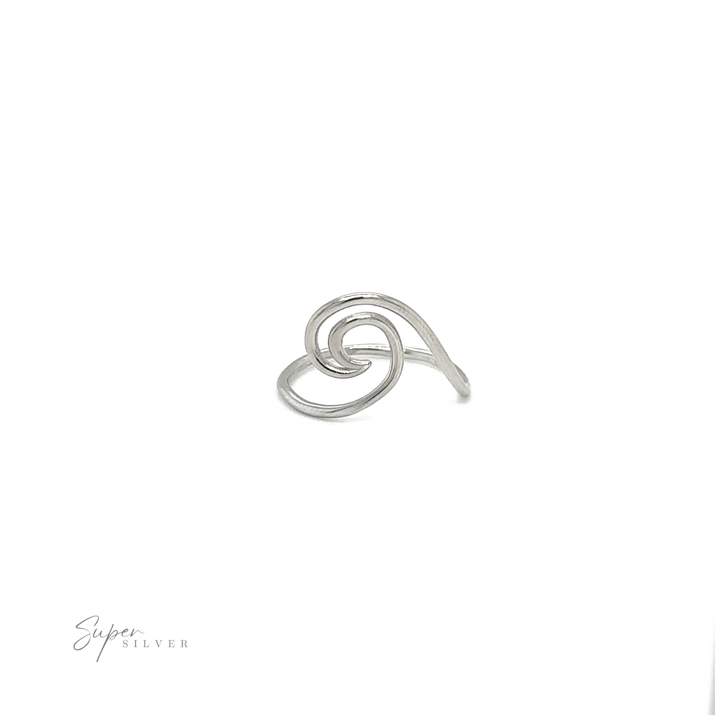 
                  
                    A modern sterling silver Open Wave Ring on a white background.
                  
                