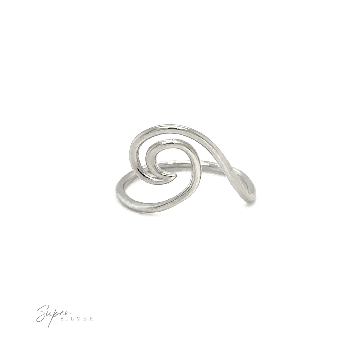 
                  
                    A modern Open Wave Ring made of sterling silver with a spiral design.
                  
                