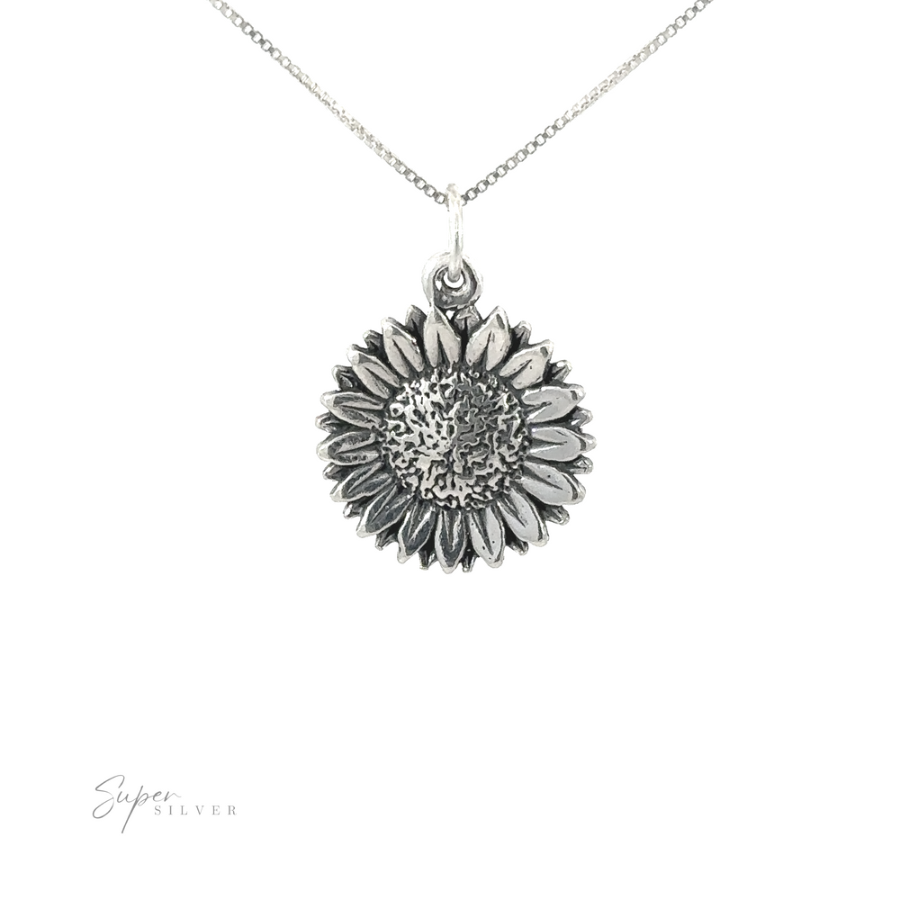 A Daisy Flower Charm pendant on a chain.