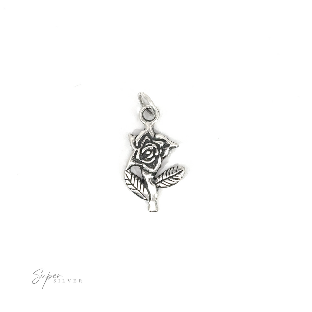 
                  
                    A .925 Sterling Silver Rose Charm on a white background.
                  
                