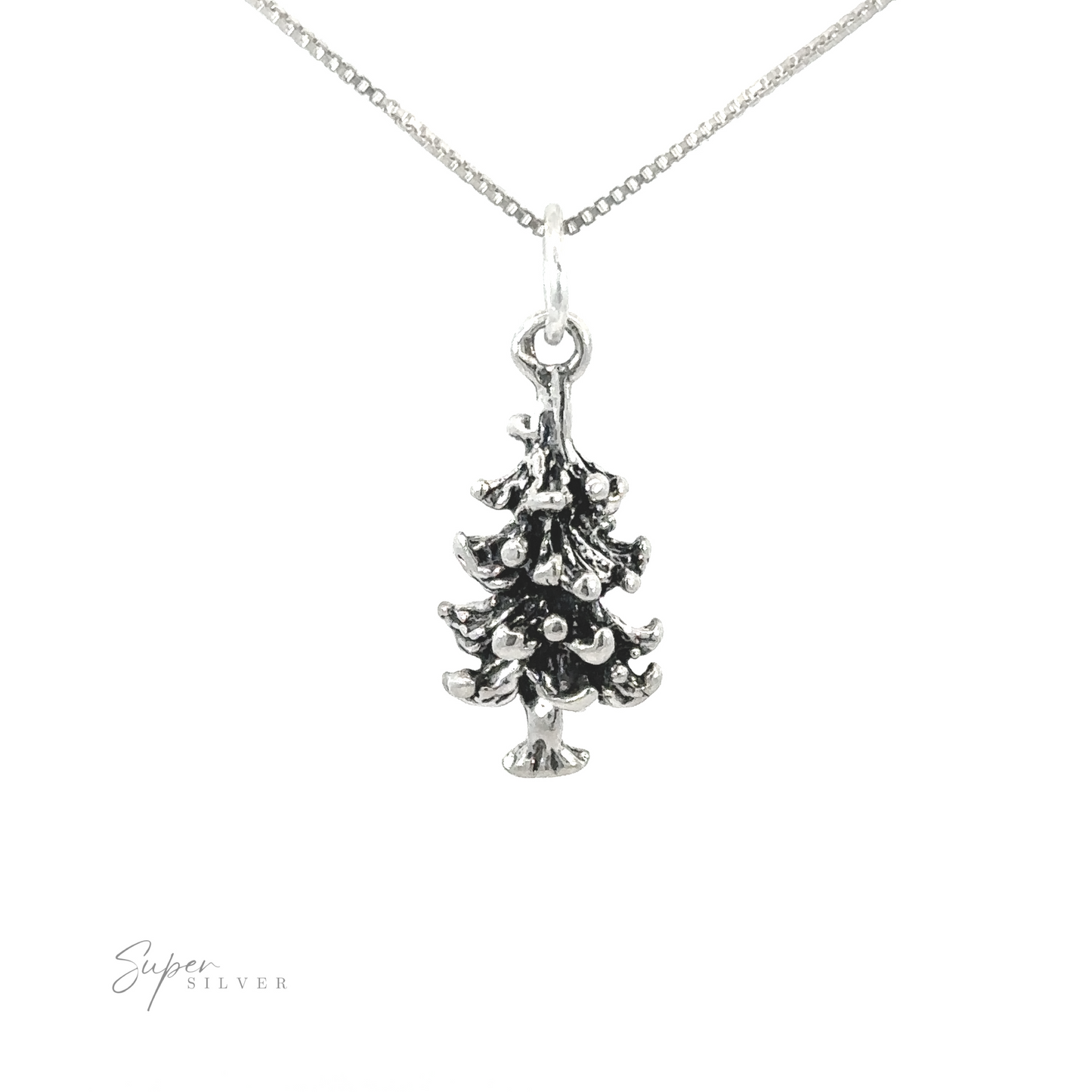 A .925 Sterling Silver Christmas Tree Charm on a chain.