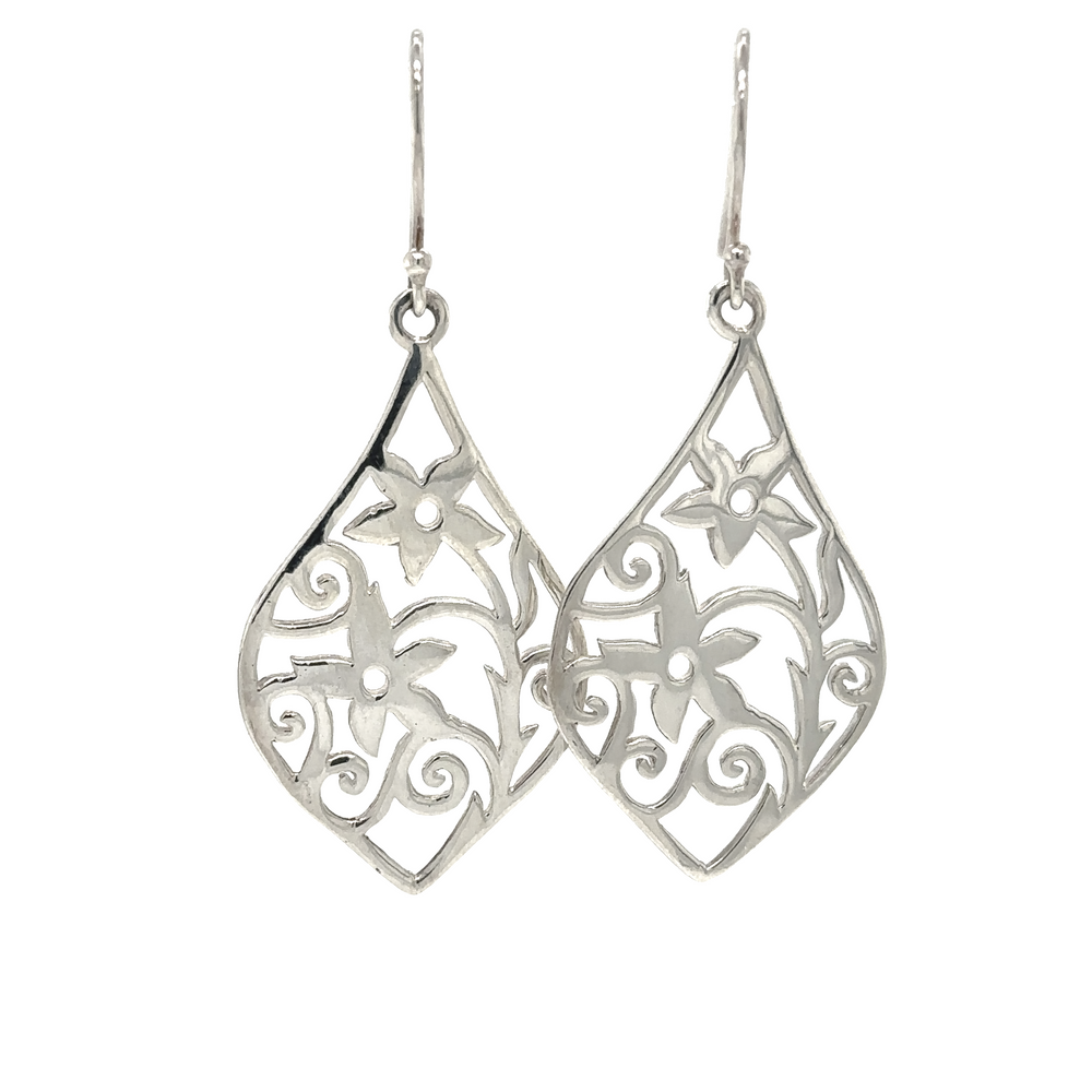 
                  
                    Dainty Floral Scene Earrings crafted in .925 silver by Super Silver.
                  
                