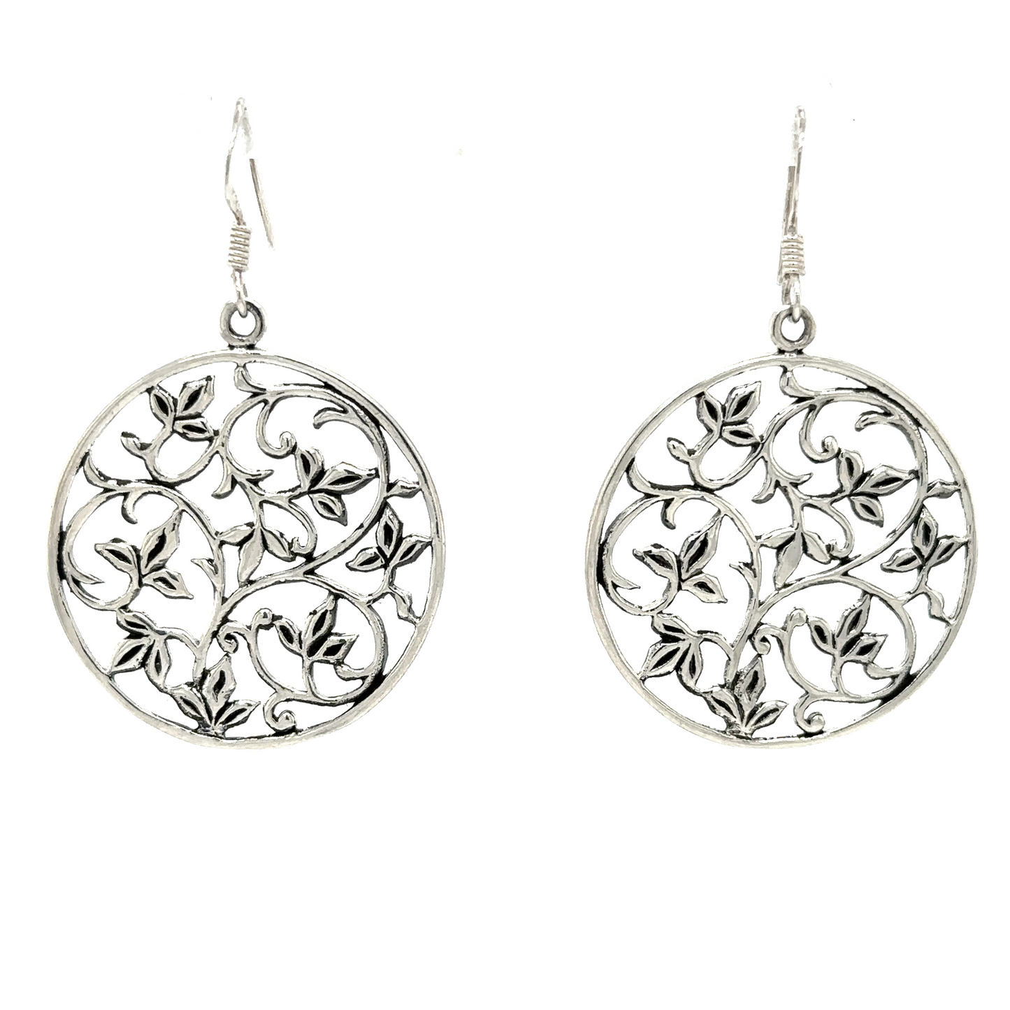 
                  
                    A pair of Super Silver Open Vine Pattern Earrings.
                  
                