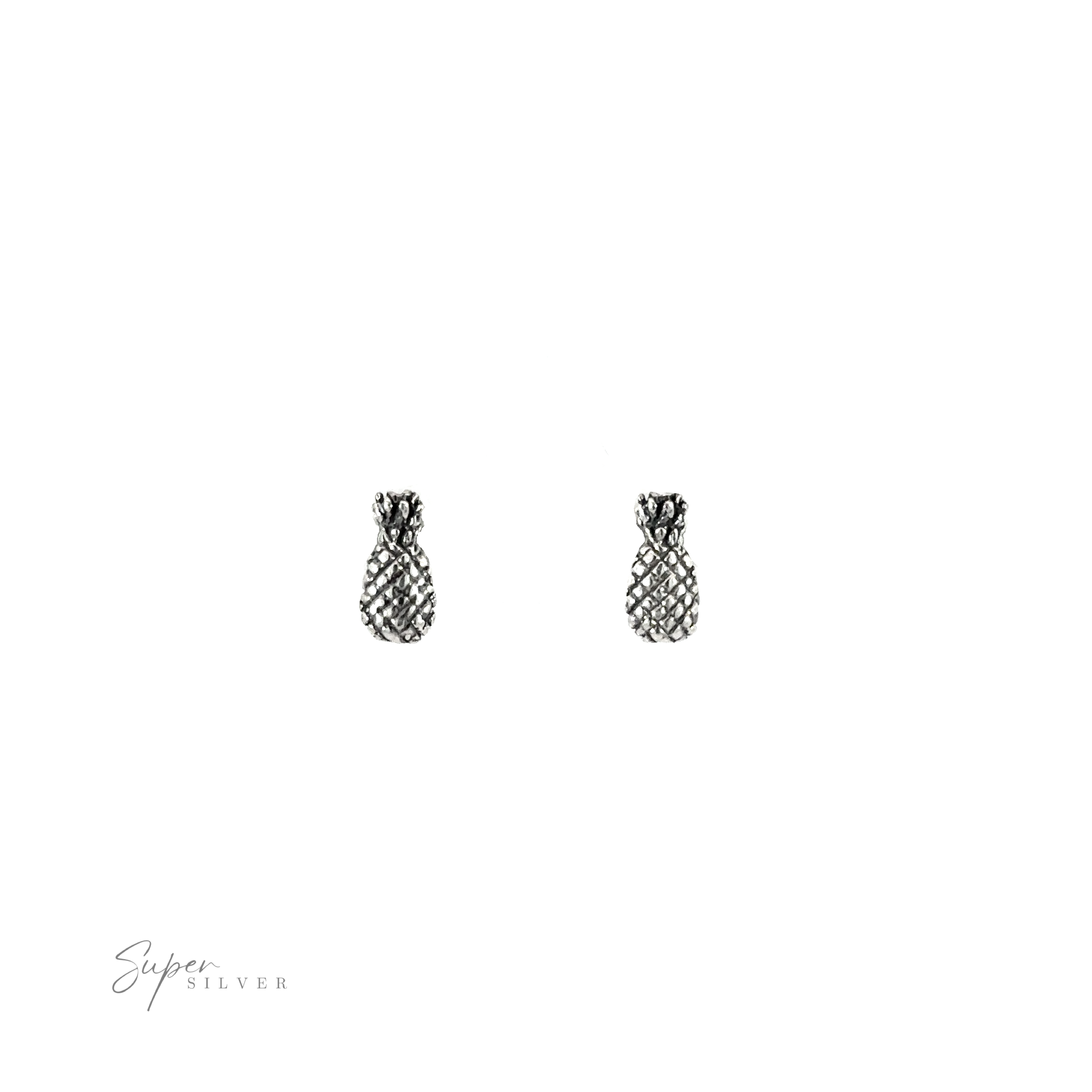 Cute silver Pineapple Studs that are perfect for everyday outfits, showcased against a clean white background.