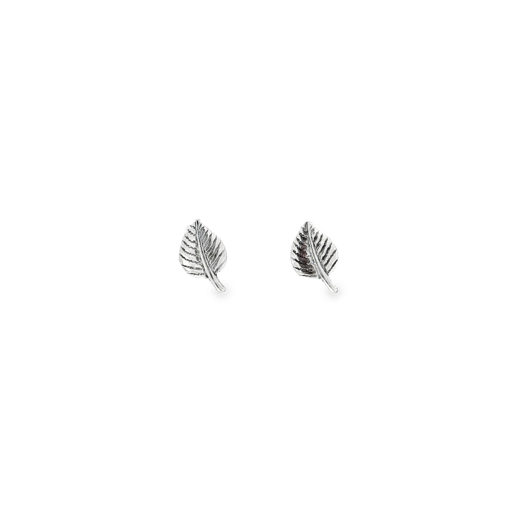 
                  
                    Outlined Leaf Studs made from .925 Sterling Silver on a white background.
                  
                