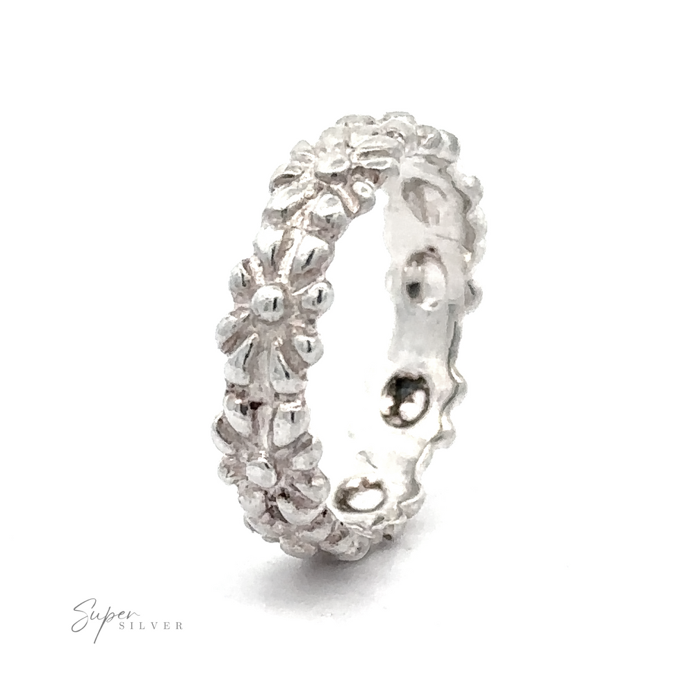 Silver Daisy Ring displayed on a white background.