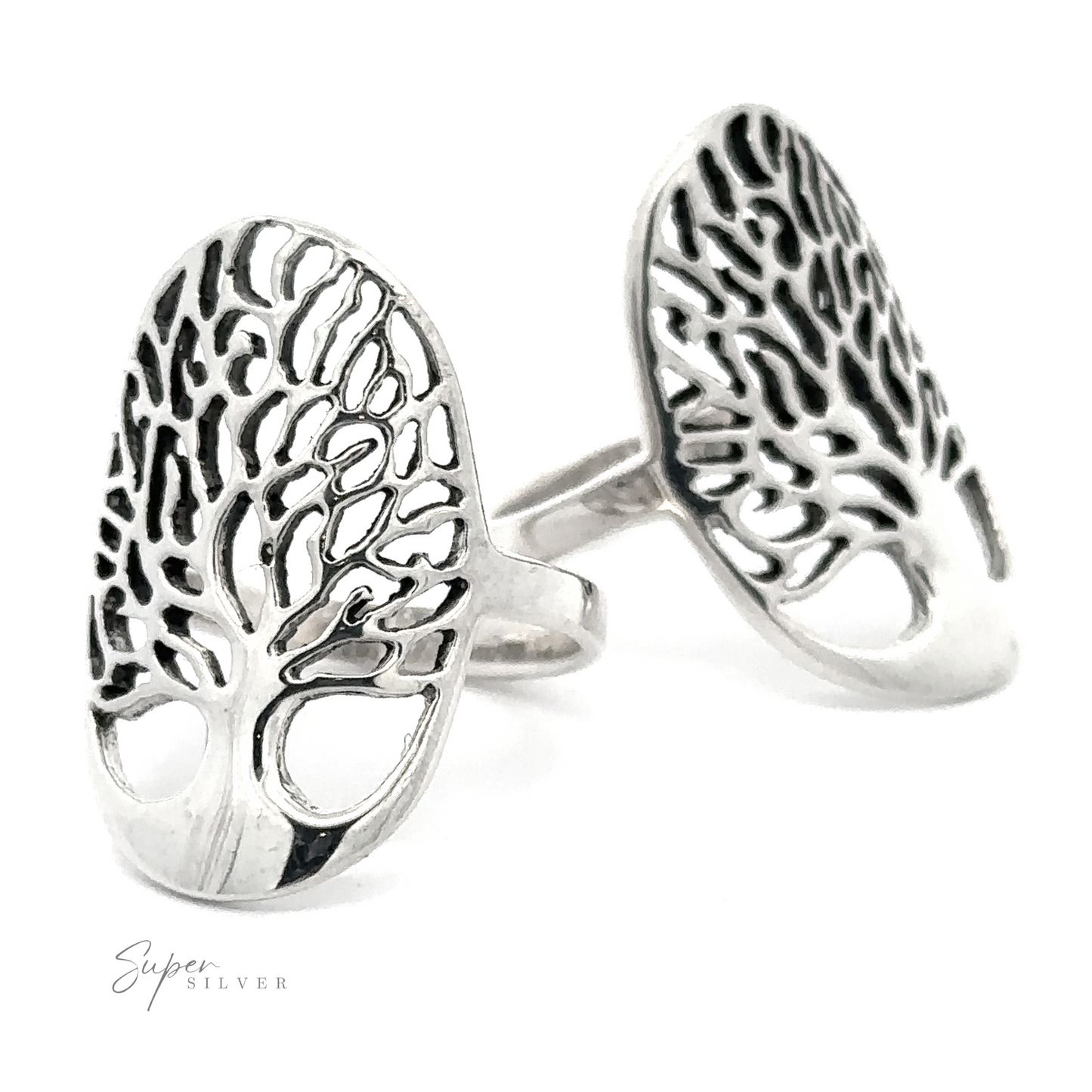 Two Oval Tree of Life Rings displayed on a white background.