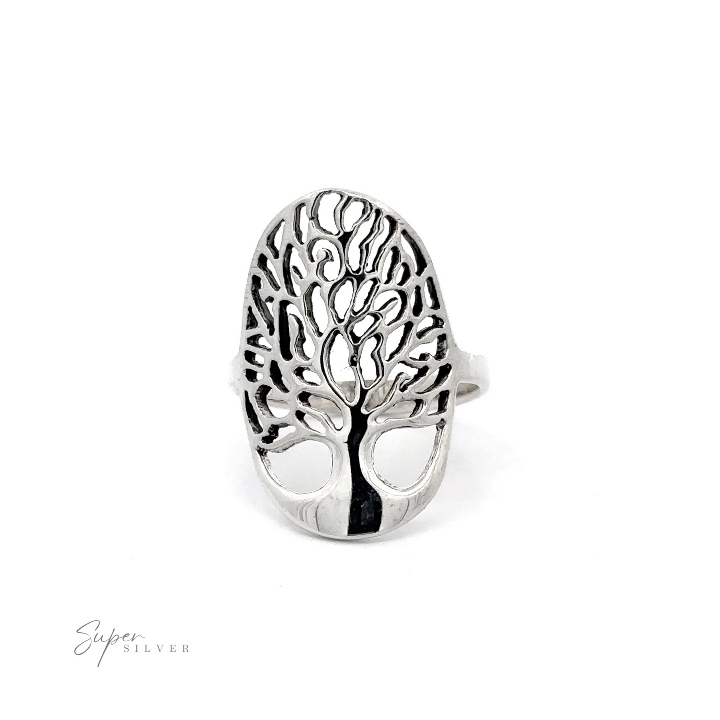 
                  
                    Oval Tree of Life ring displayed on a white background.
                  
                