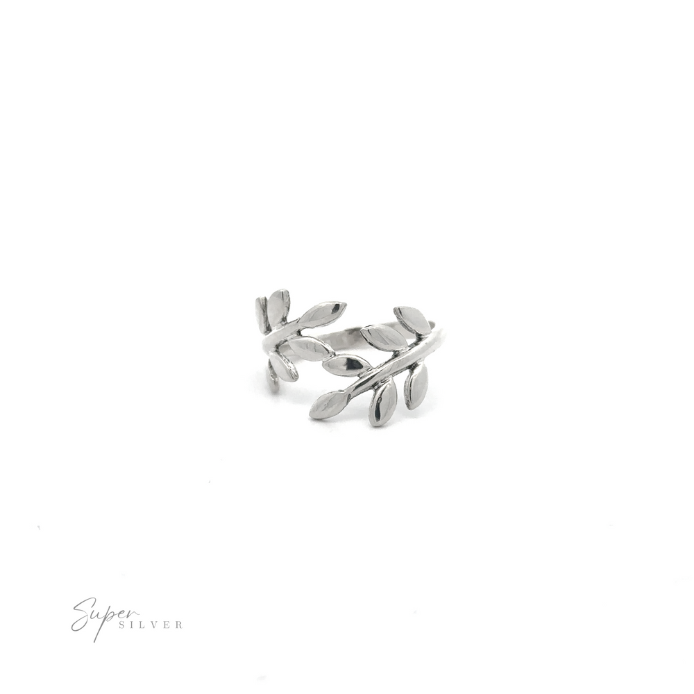 
                  
                    Overlapping Olive Branch Ring With Leaves on a white background.
                  
                
