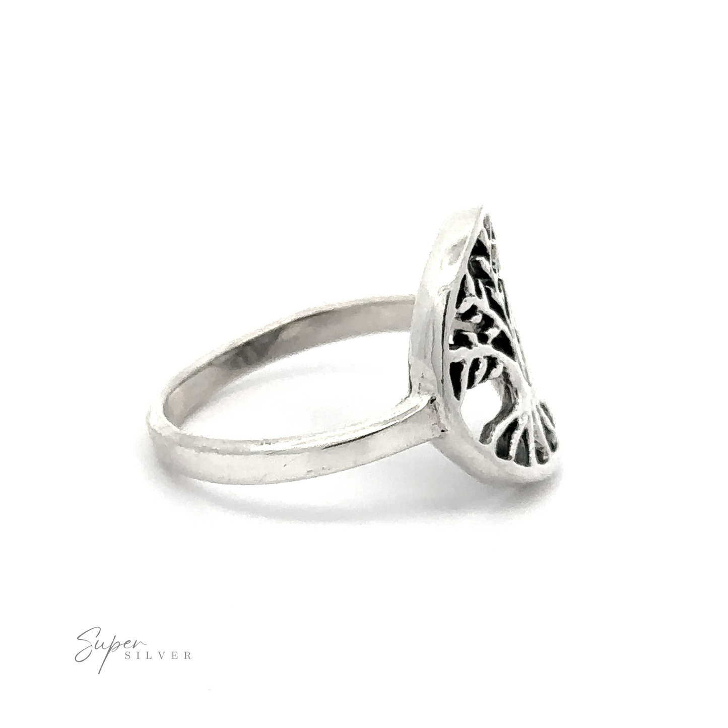 
                  
                    Sterling silver Tree of Life Ring on white background.
                  
                