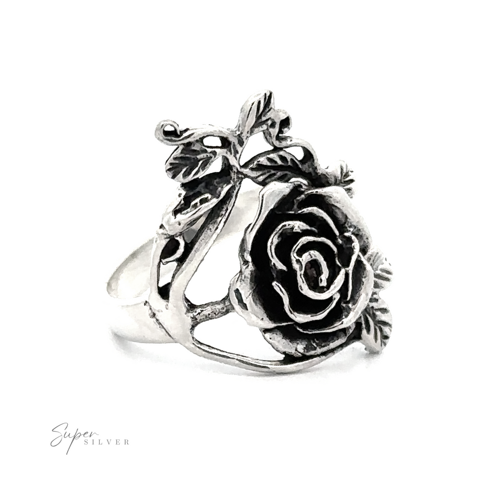 Climbing Rose Ring in .925 Sterling Silver.