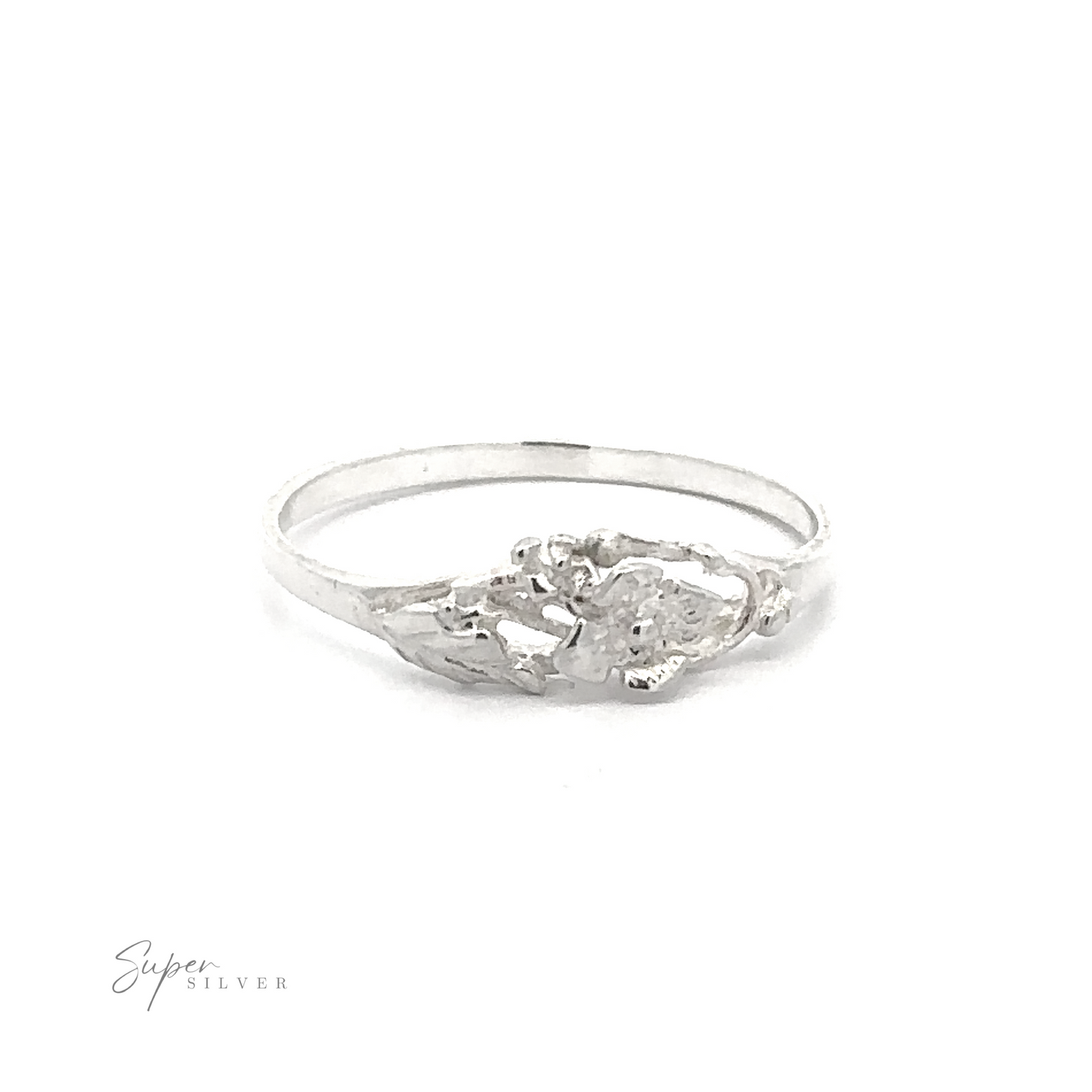 A Simple Wallflower Ring with an intricate design on a white background.