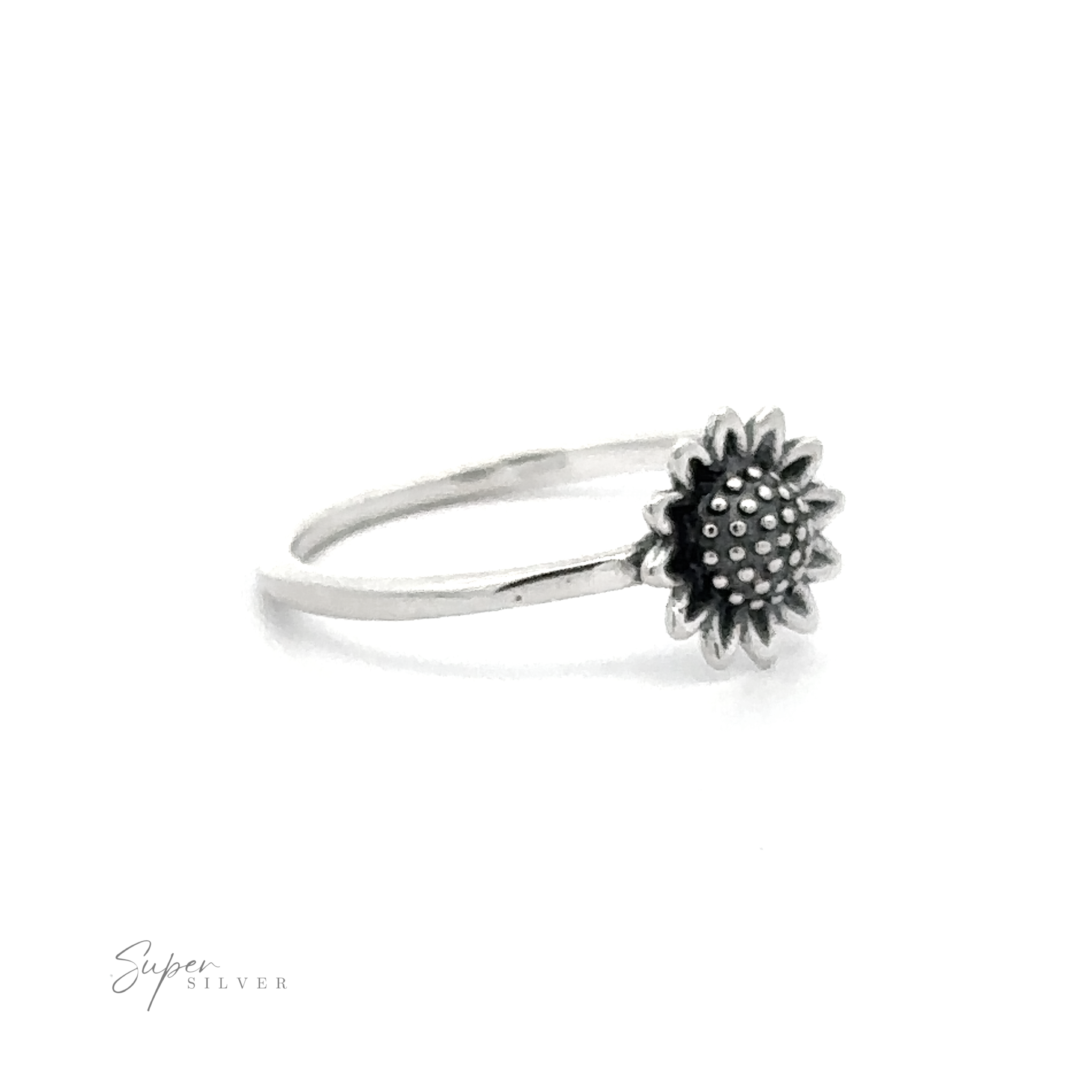 Sunflower Ring with daisy flower design against a white background.