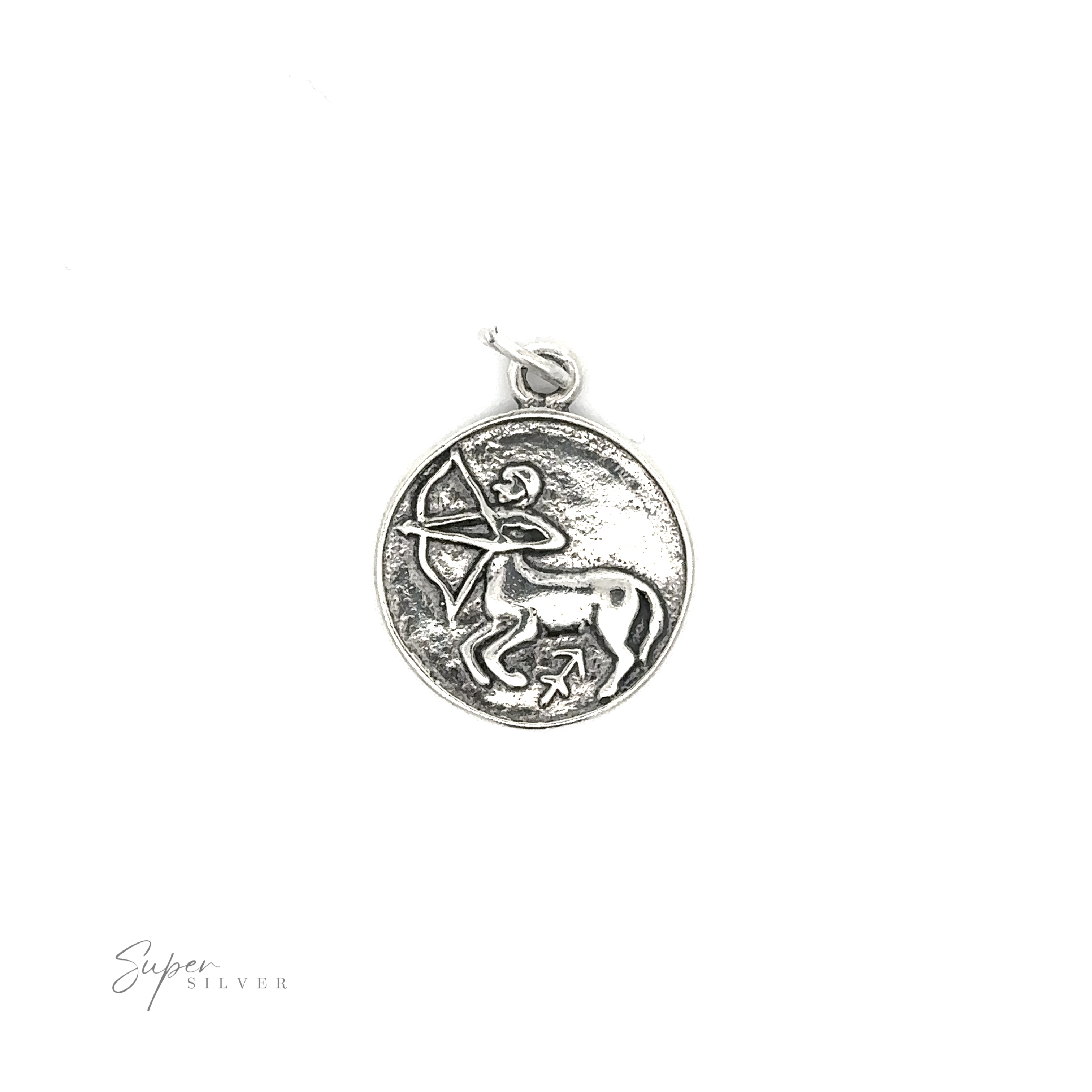 Sterling silver pendant with Zodiac Sign Medallion Charms design on a white background.