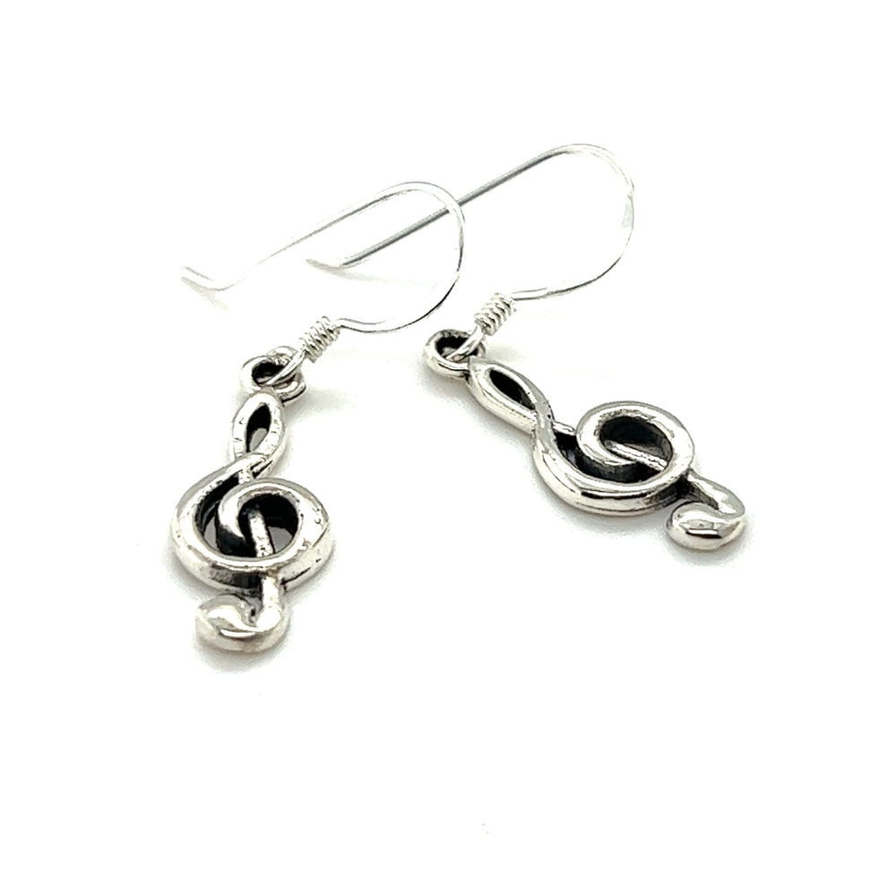 
                  
                    These Super Silver Treble Dangling Earrings are a must-have for music enthusiasts and musicians.
                  
                