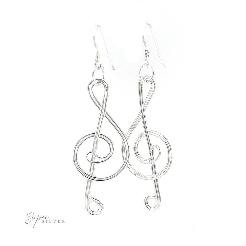 Wire treble clef earrings perfect for music lovers.