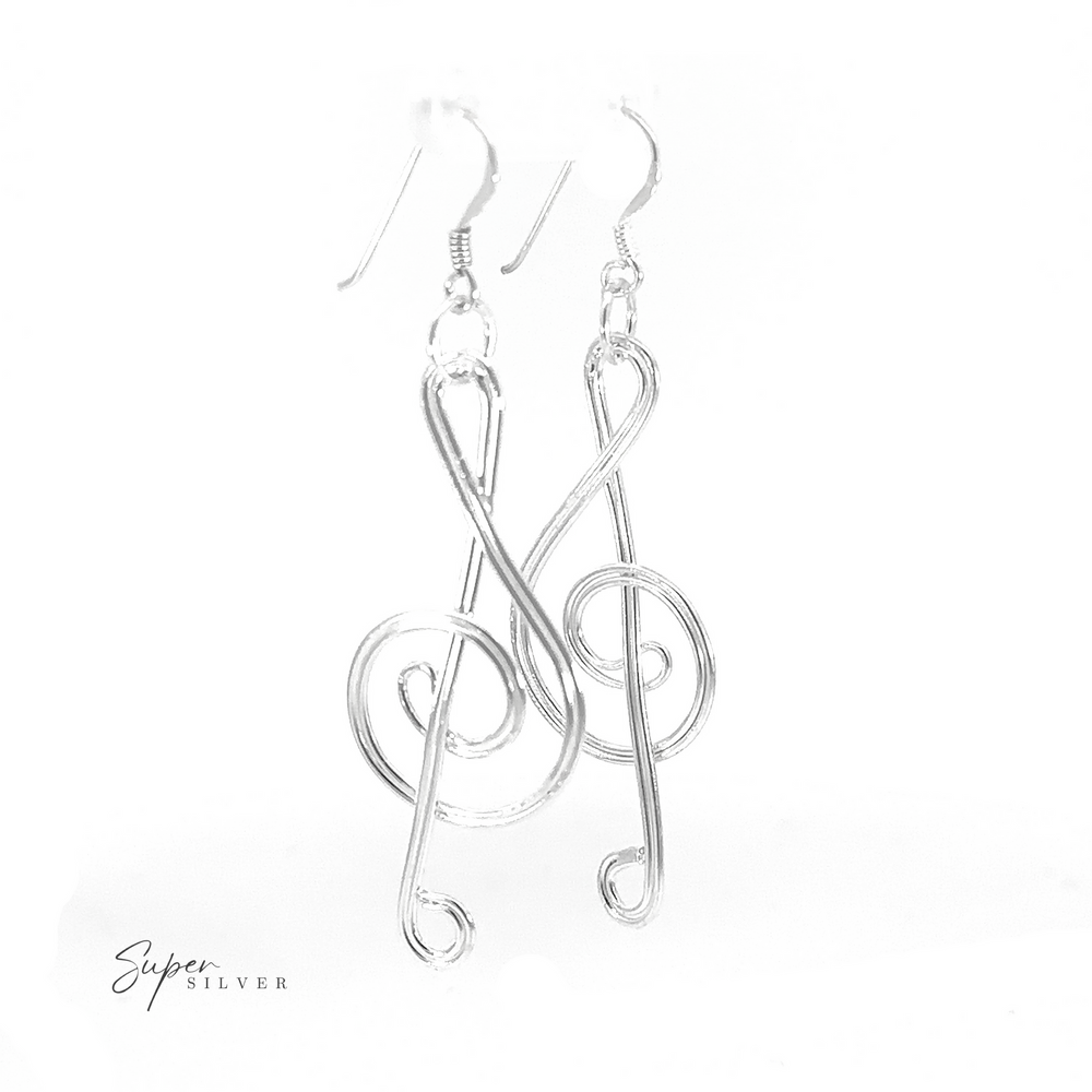 Elegant Wire Treble Clef earrings crafted from sterling silver, perfect for music lovers.
