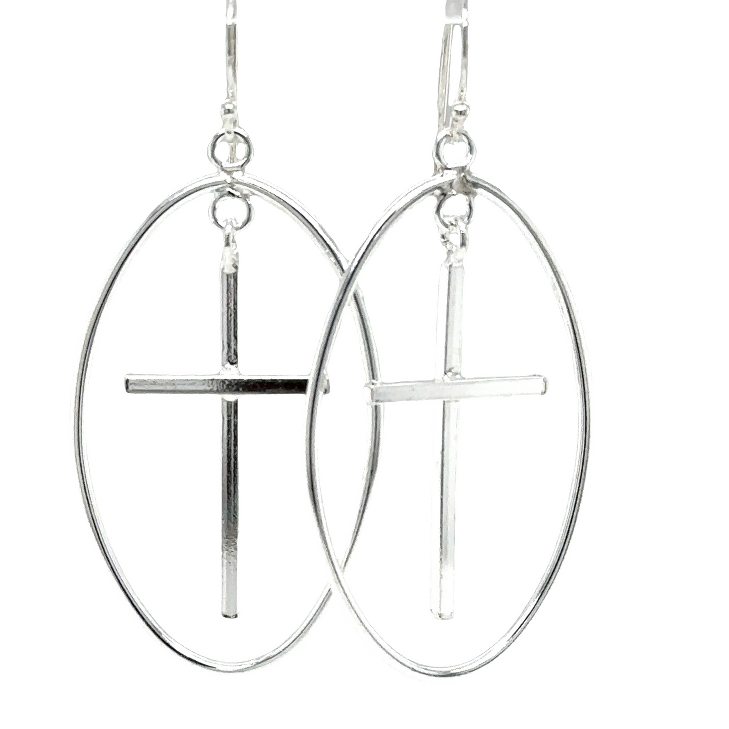 
                  
                    These Super Silver Modern Cross Earrings feature a cross design, combining elegance and faith.
                  
                