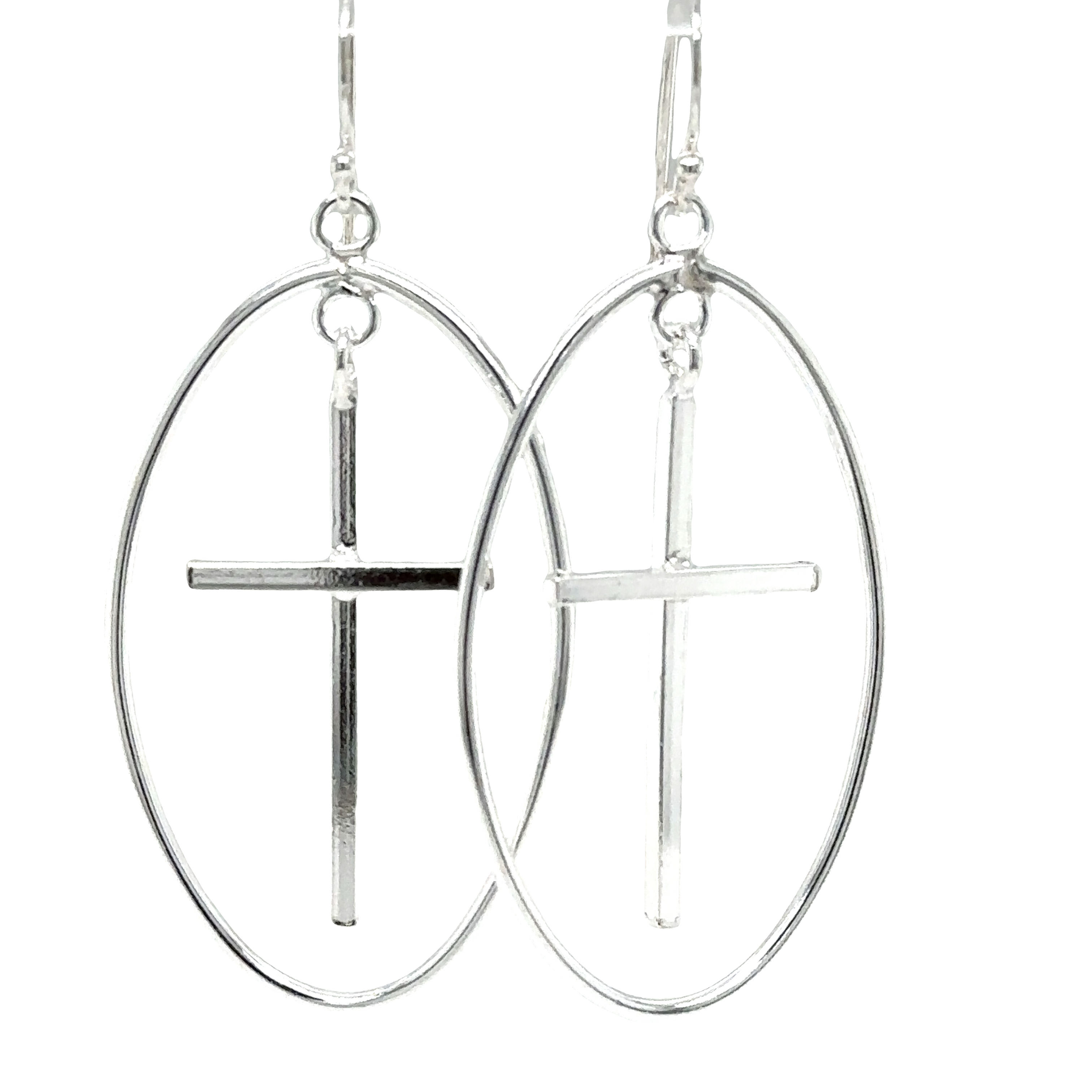 These Super Silver Modern Cross Earrings feature a cross design, combining elegance and faith.