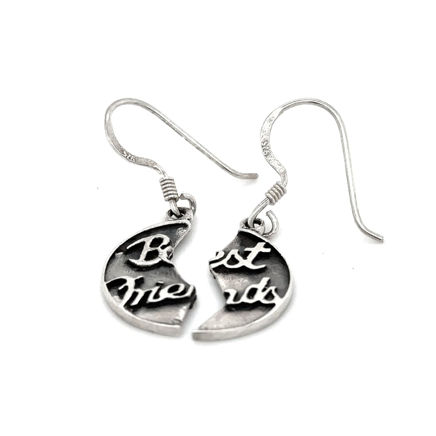 Share these Reversible "Best Friend" Earrings, engraved with the words 'best friends', from Super Silver.