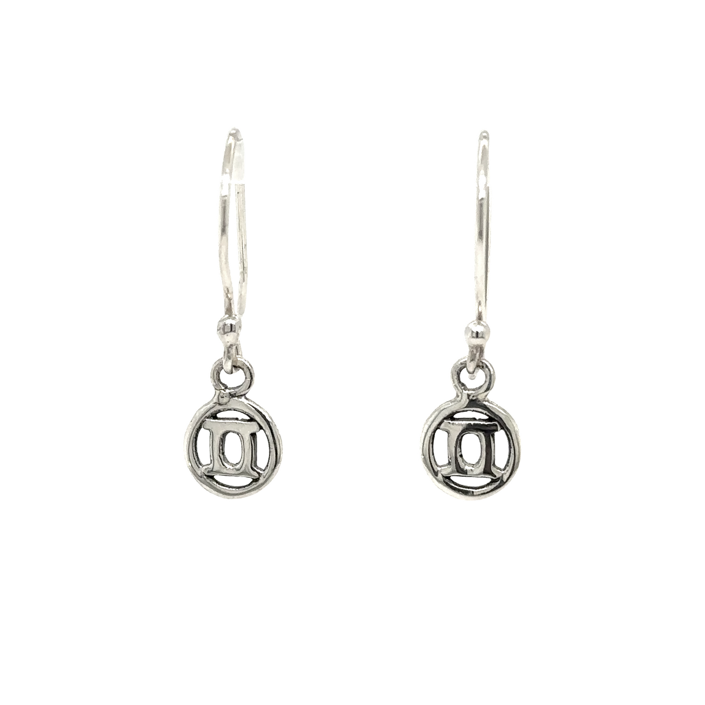 
                  
                    A pair of Super Silver Gemini Zodiac Earrings with a Gemini zodiac symbol.
                  
                