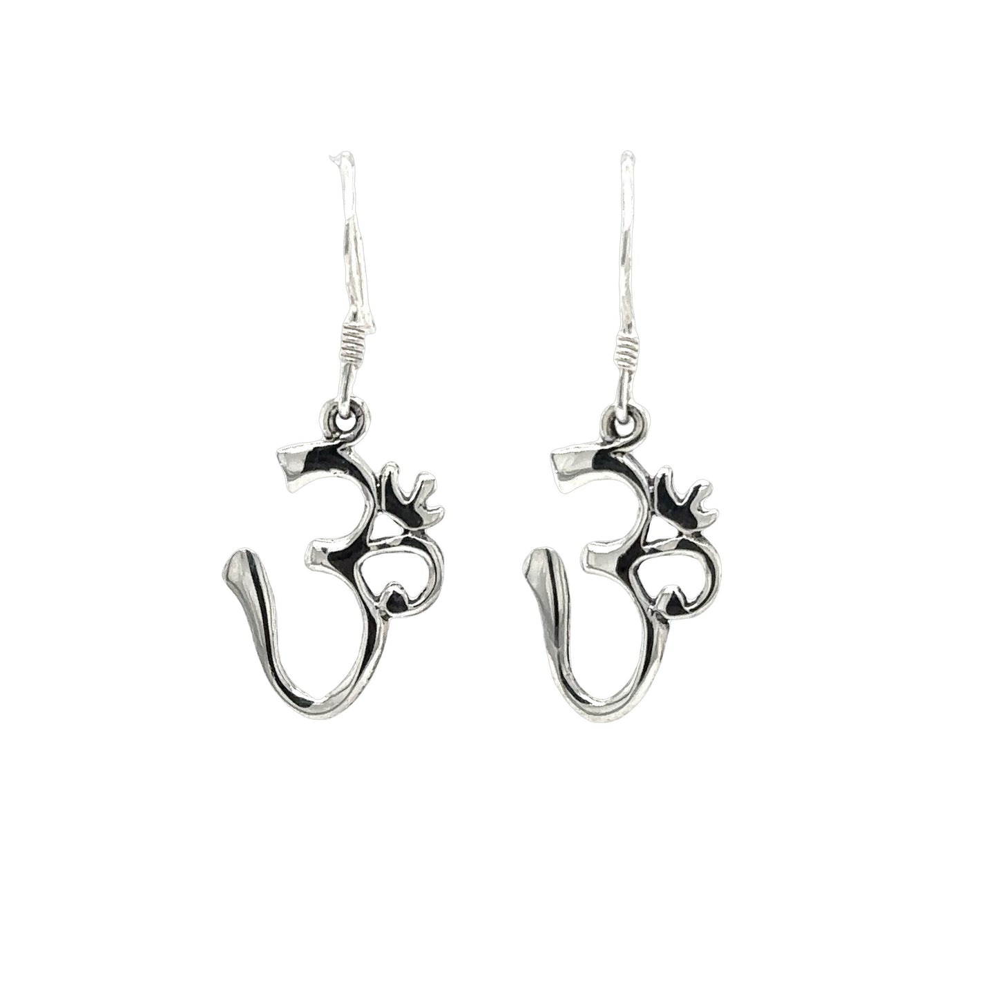 
                  
                    A pair of Super Silver Simple Om Earrings on a white background.
                  
                