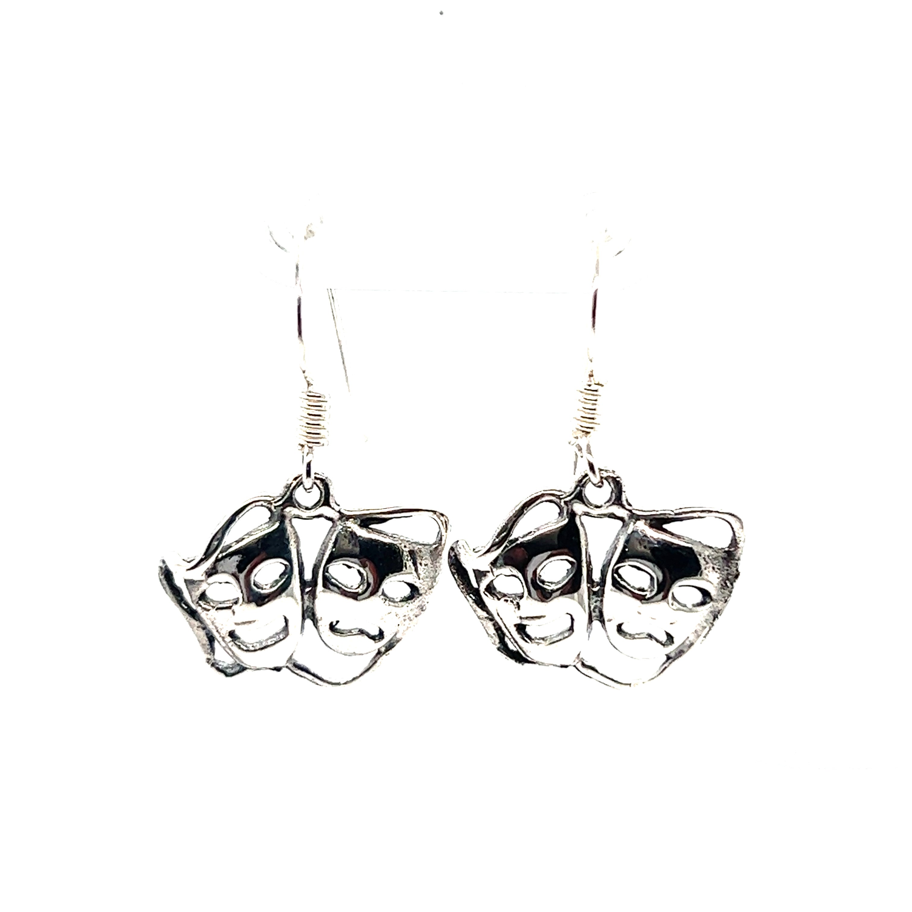 A pair of Super Silver's Smile Now Cry Later Earrings with a minimalist skull and crossbones design.