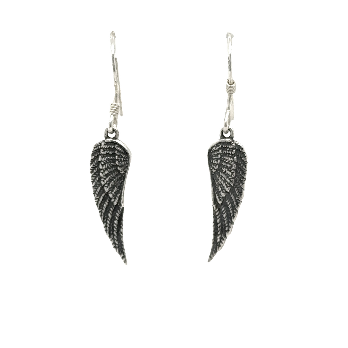 
                  
                    Vintage-styled Dainty Wing Earrings made of .925 Sterling Silver on a white background, by Super Silver.
                  
                