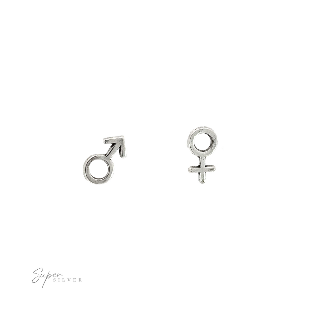 A pair of Gender Symbol Studs featuring the male and female gender symbols.