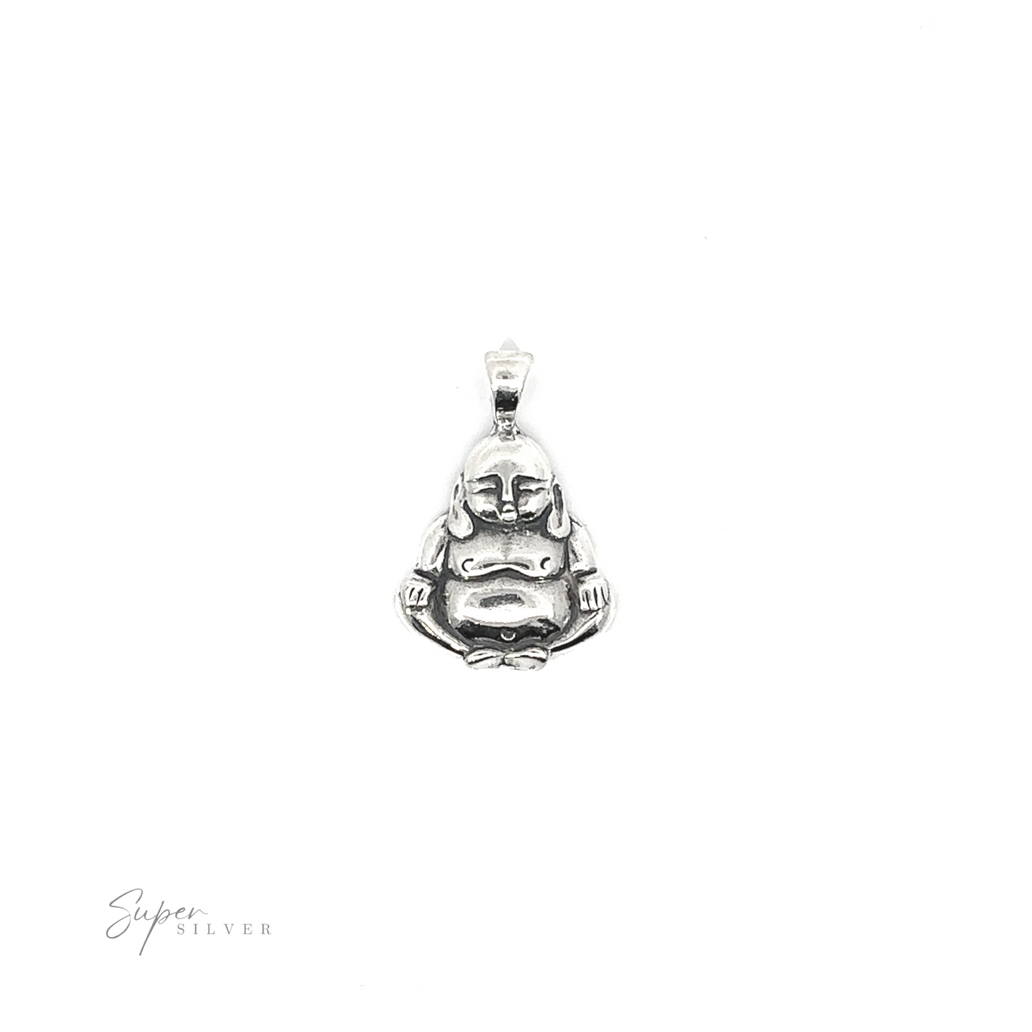 
                  
                    A .925 Sterling Silver Buddha Pendant on a white background.
                  
                