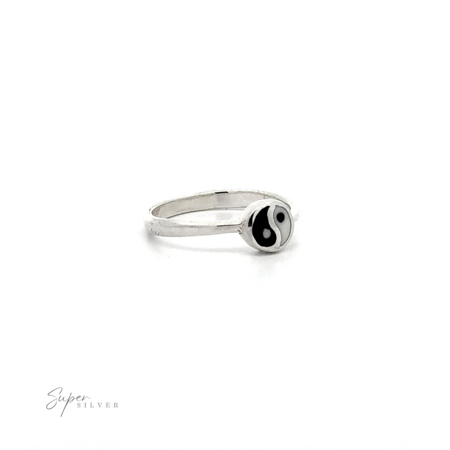Balance harmoniously with this stunning Small Yin Yang Ring, featuring a silver band and a captivating black and white symbol.