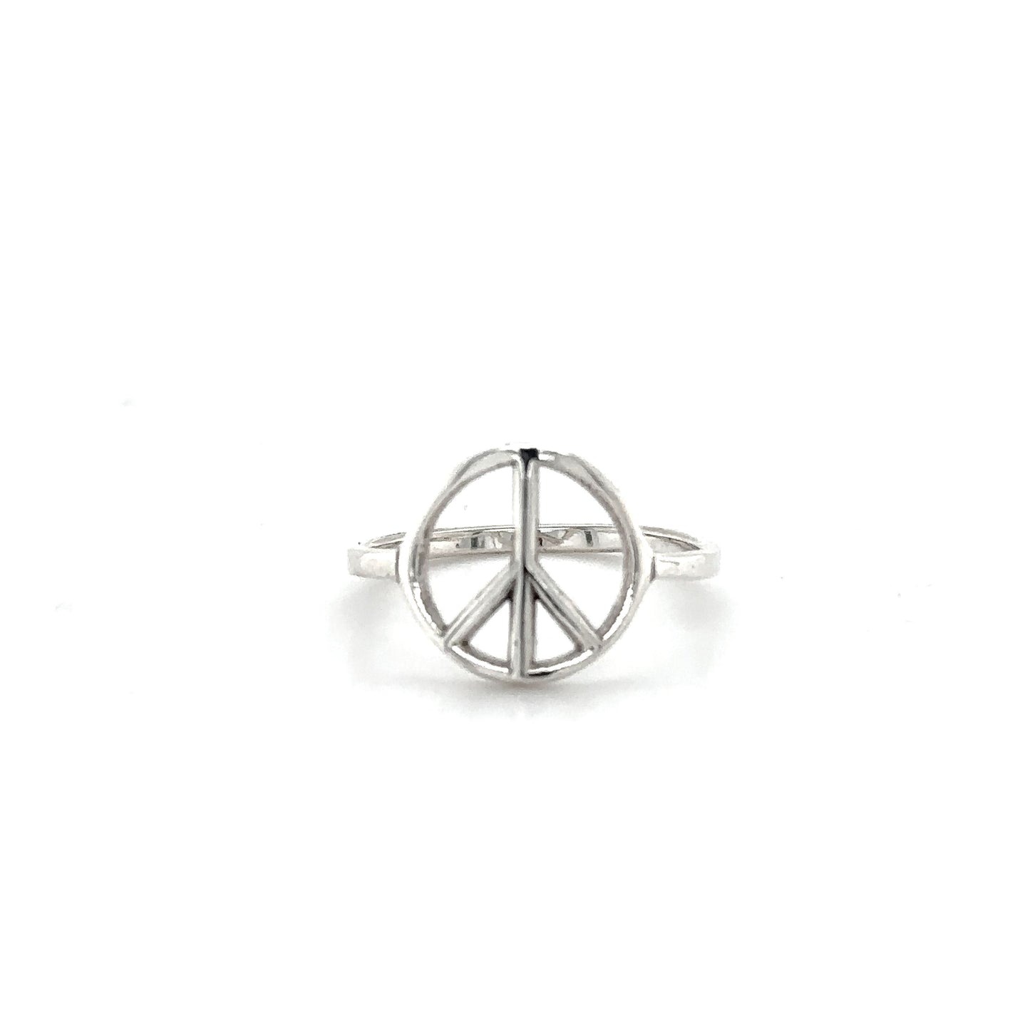 
                  
                    A Super Silver Simple Peace Sign Ring, exuding good vibes.
                  
                