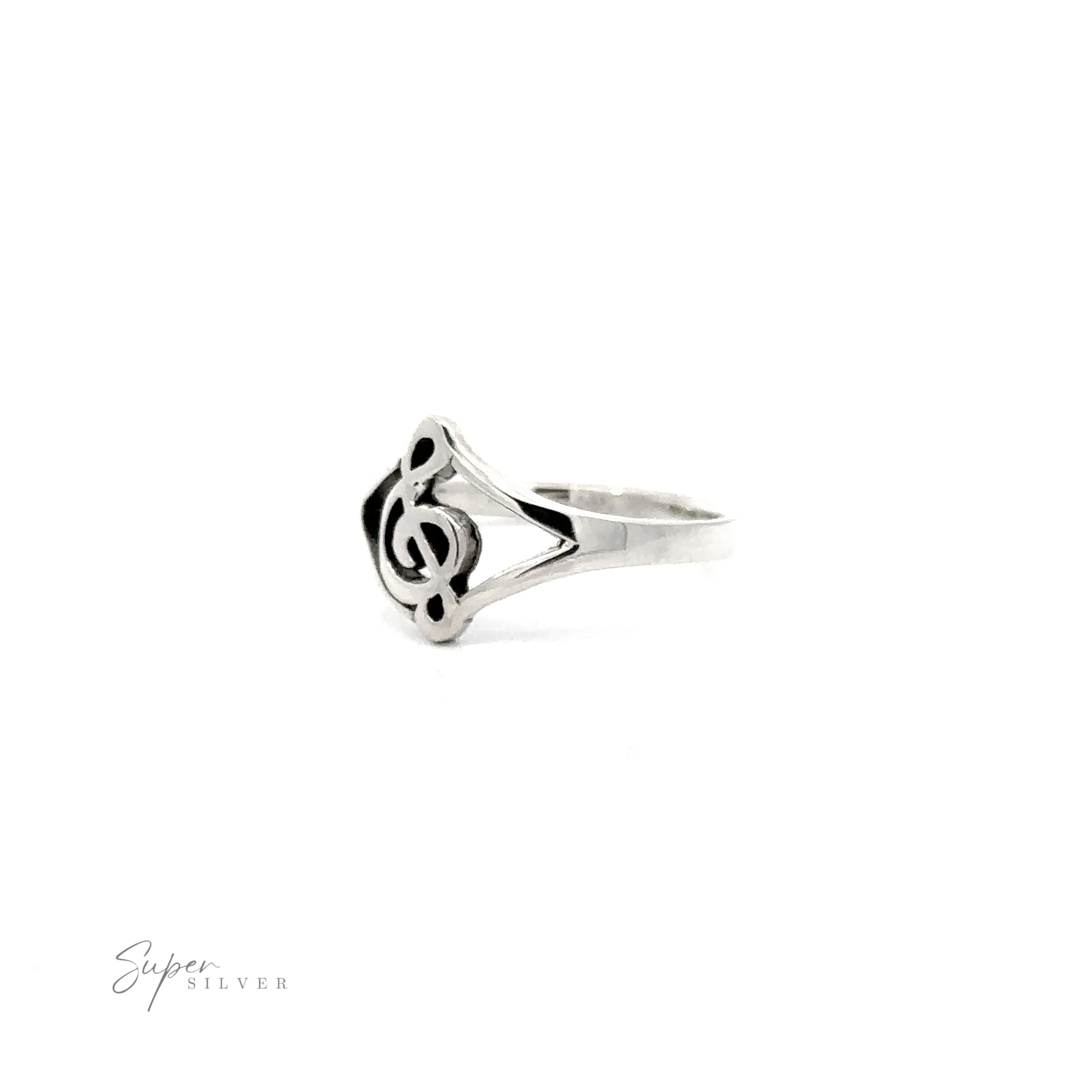 A Treble Clef Split Shank Ring, perfect for the musical person in your life.