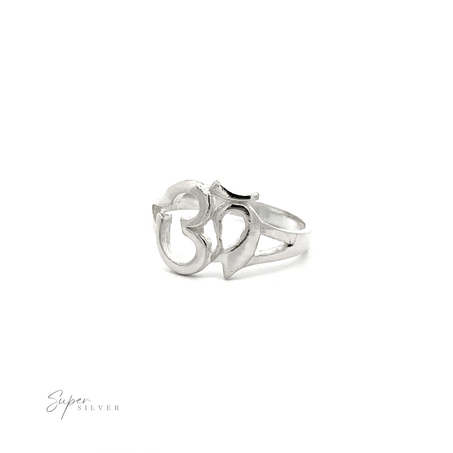 
                  
                    A silver split-shank Om Symbol Ring, originating from Hindu tradition.
                  
                