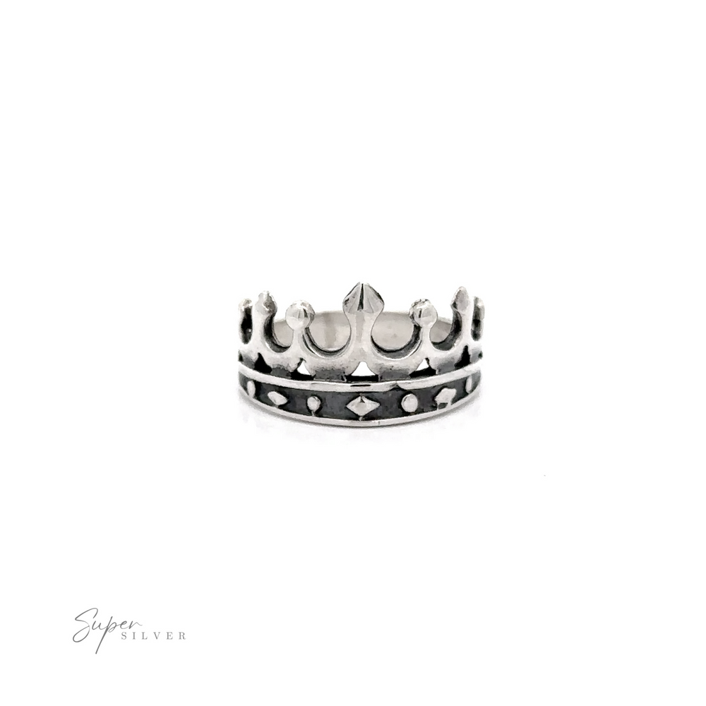 A stylish silver Crown Ring.