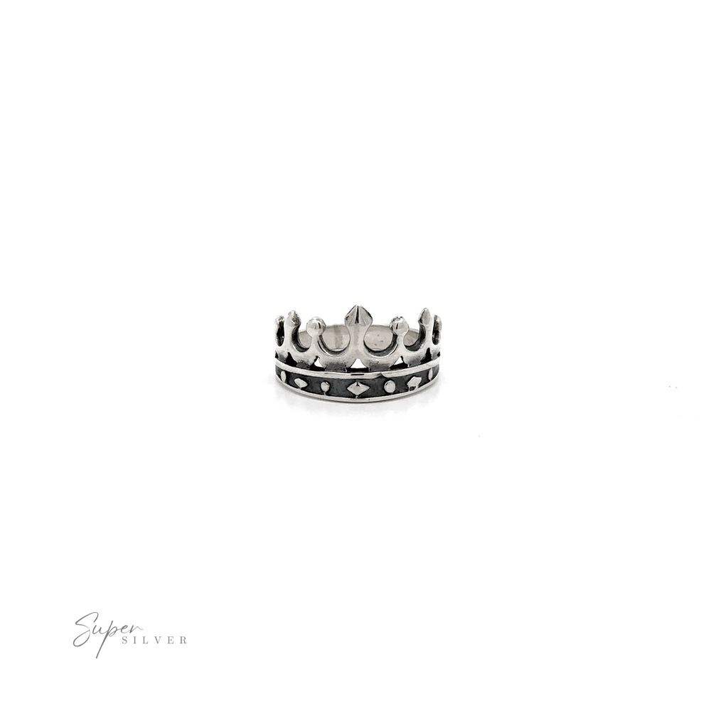 
                  
                    A graceful silver Crown Ring on a white background made of .925 Sterling Silver.
                  
                