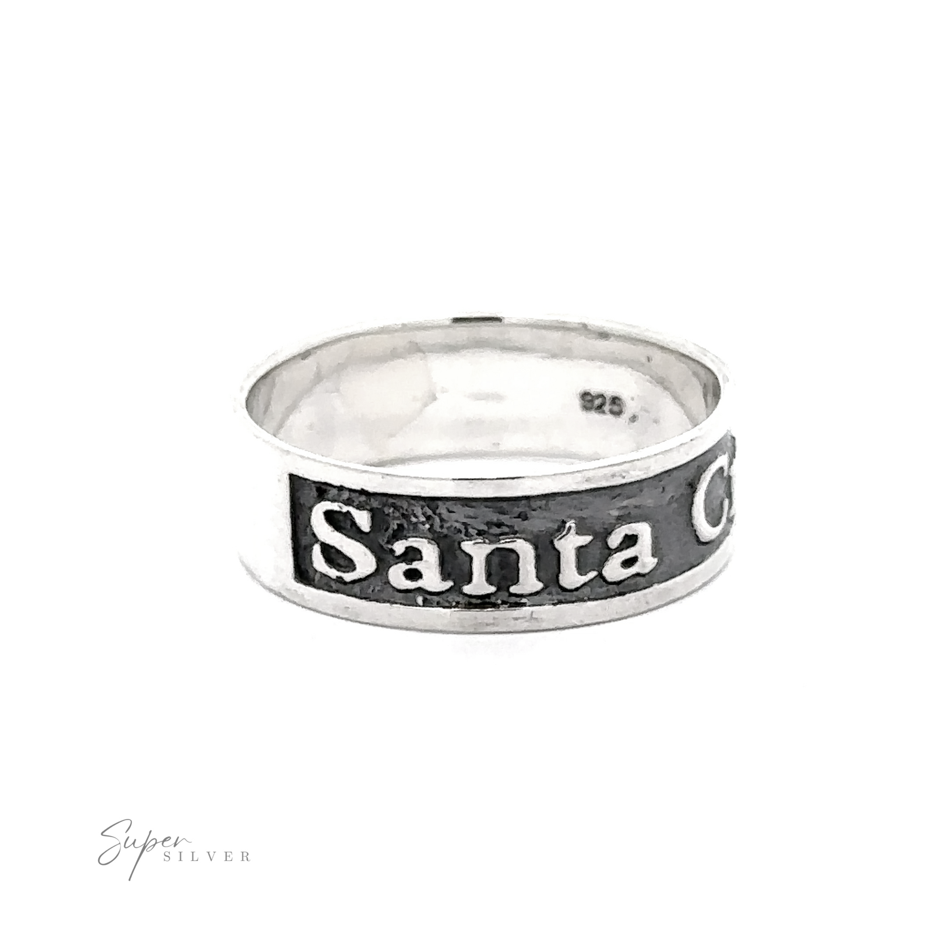 Sterling Silver Santa Cruz Ring with the inscription "Santa Cruz" on a white background.