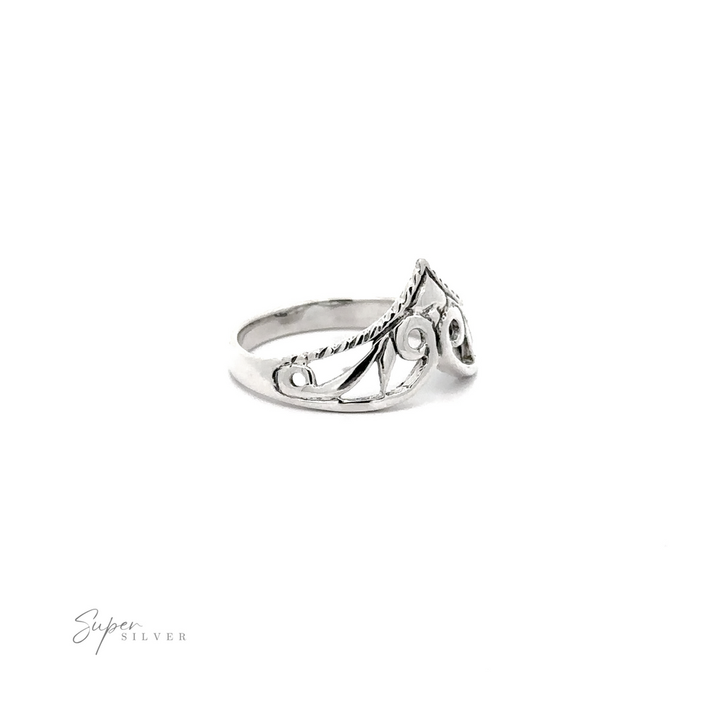 A vintage silver Chevron Tiara ring encrusted with diamonds.