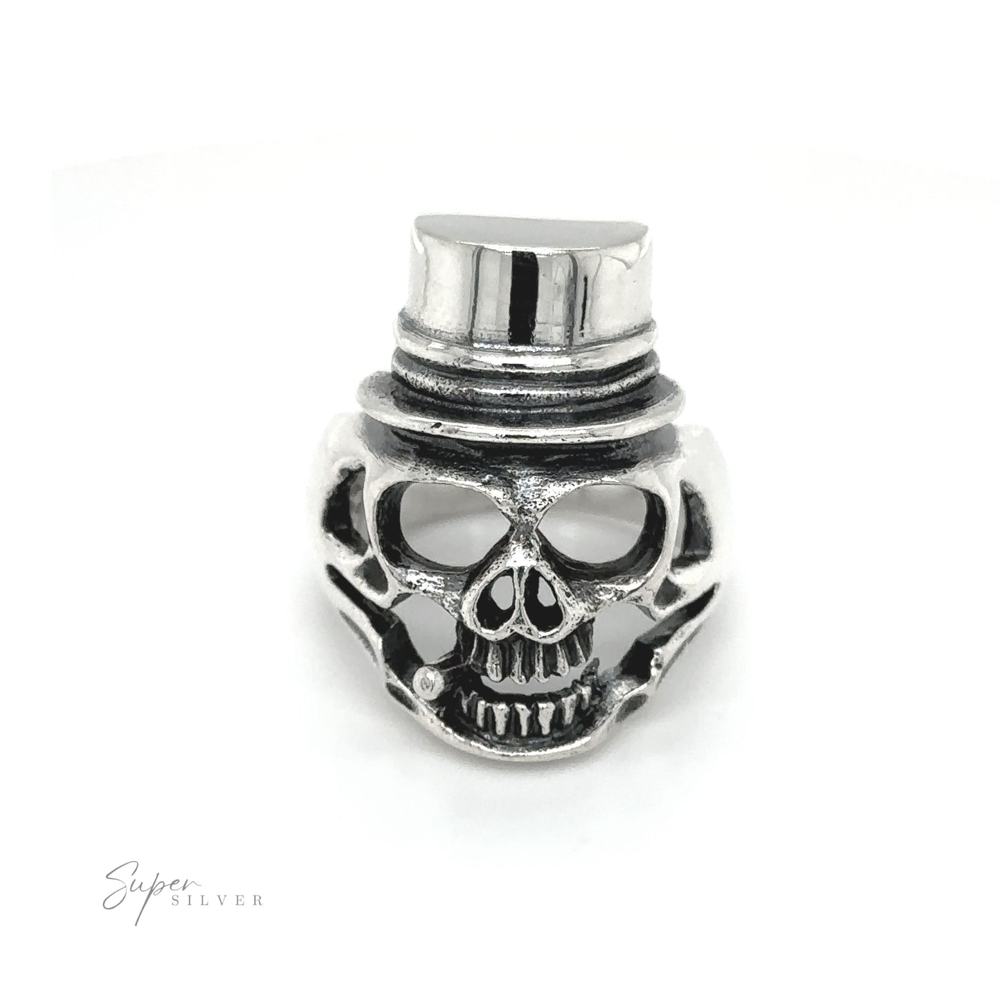 
                  
                    An edgy fashion statement, the Skull Ring with Top Hat features an intriguing top hat accent.
                  
                
